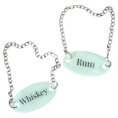 Set of Ten Vintage Brass Spirits / Liquor Decanter Tags in Box