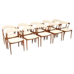 Conjunto de diez sillas de comedor danesas vintage de teca de Johannes Andersen