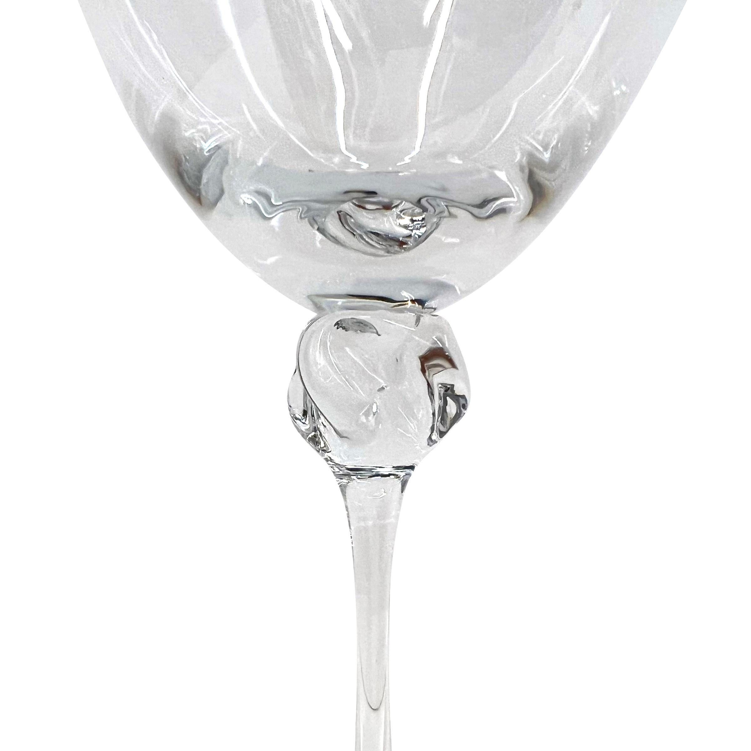 Hand-Crafted Set of Ten Vintage Daum Crystal Wine Goblets For Sale