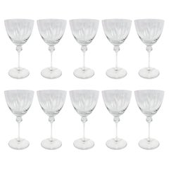 Set of Ten Vintage Daum Crystal Wine Goblets