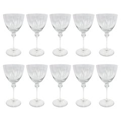 Set of Ten Used Daum Crystal Wine Goblets