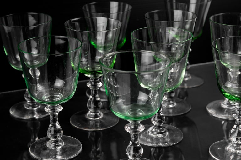 Late 20th Century Set of Ten Vintage Green Glasses, 1970s For Sale