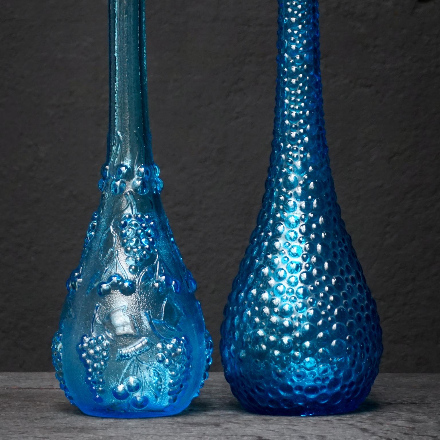 Set of Ten Vintage Italian Glass Empoli 'Genie' Decanters 1