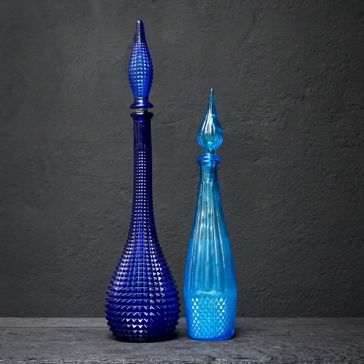 Set of Ten Vintage Italian Glass Empoli 'Genie' Decanters 2