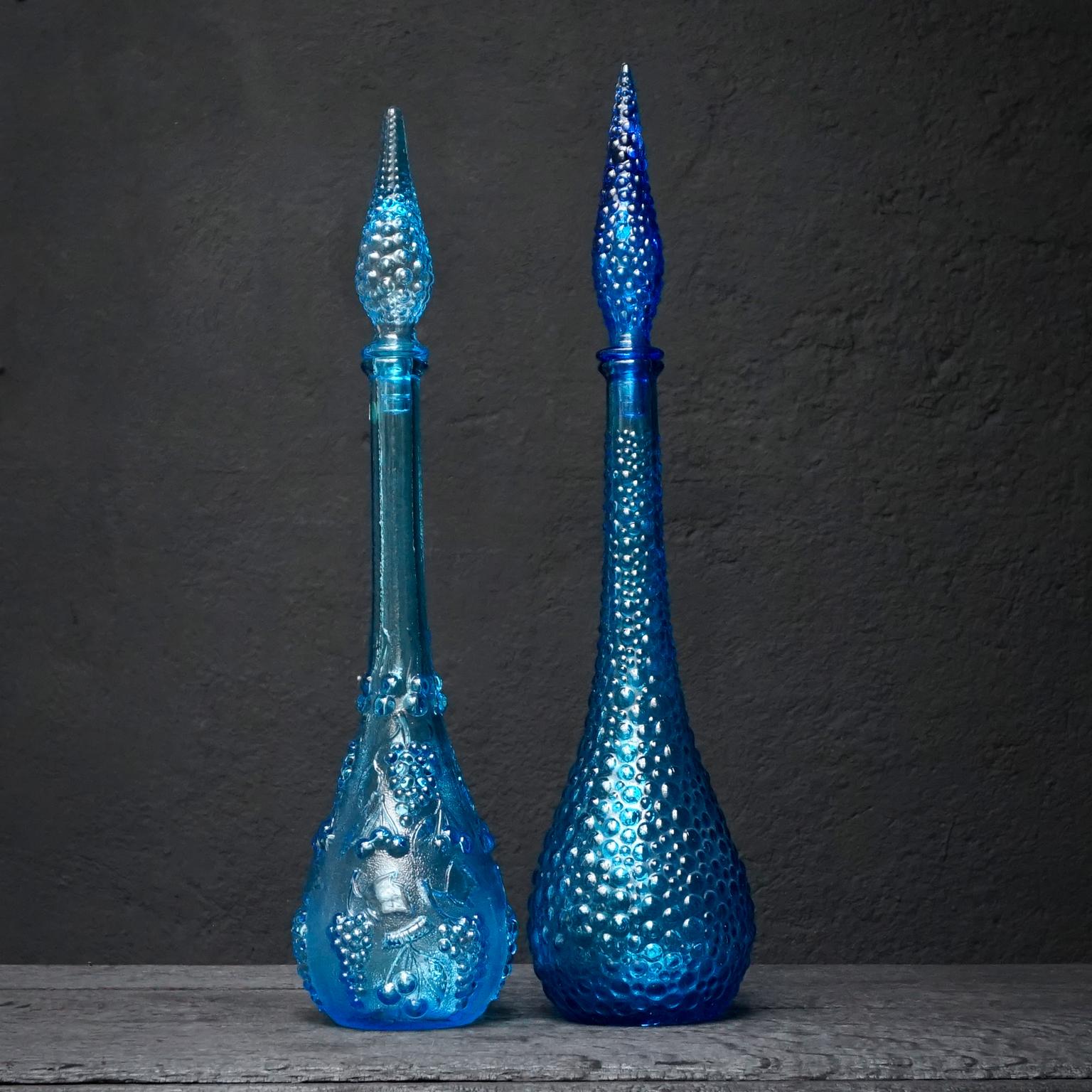 Mid-20th Century Set of Ten Vintage Italian Glass Empoli 'Genie' Decanters