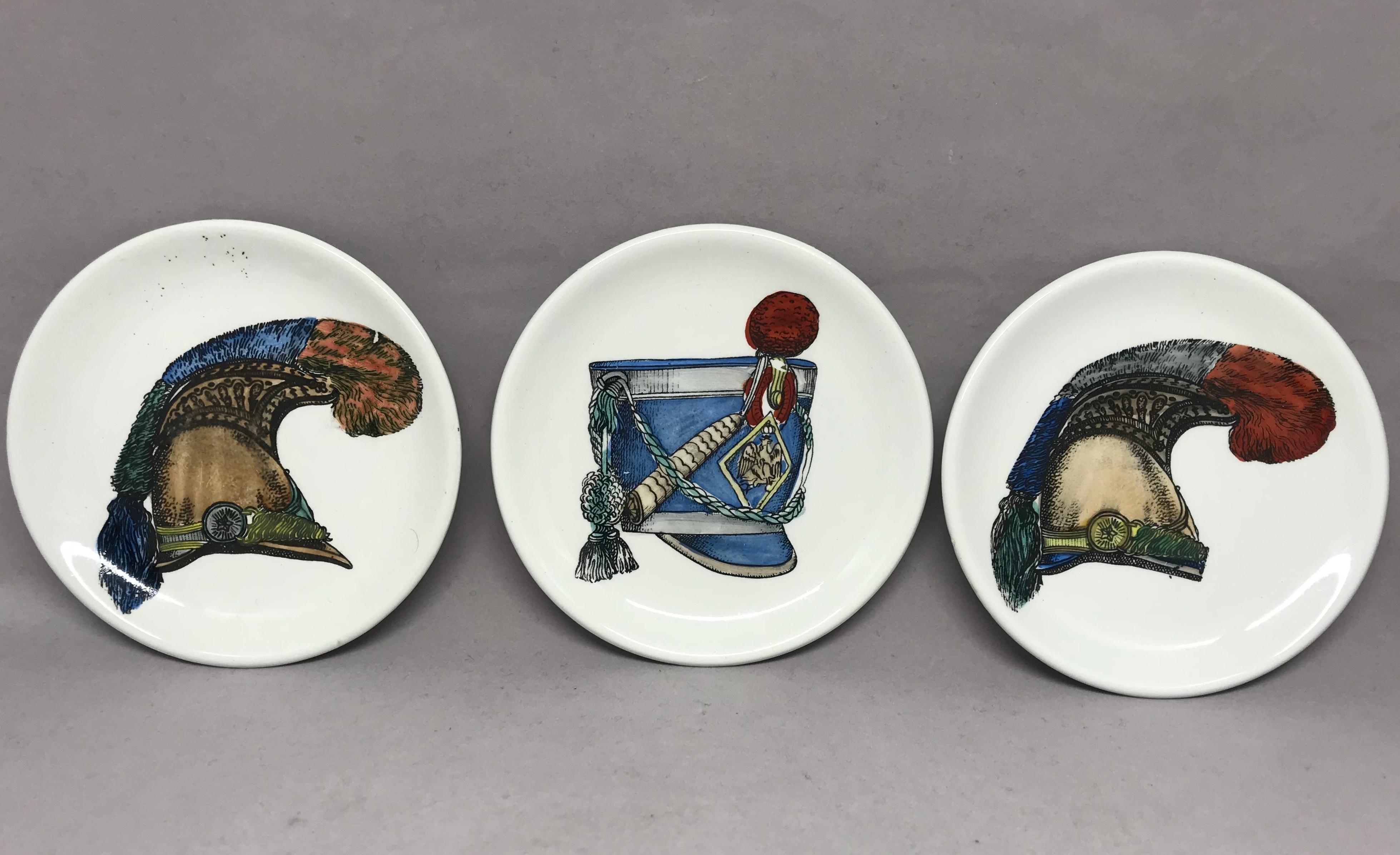 Painted Set of Ten Vintage Italian Porcelain Coasters