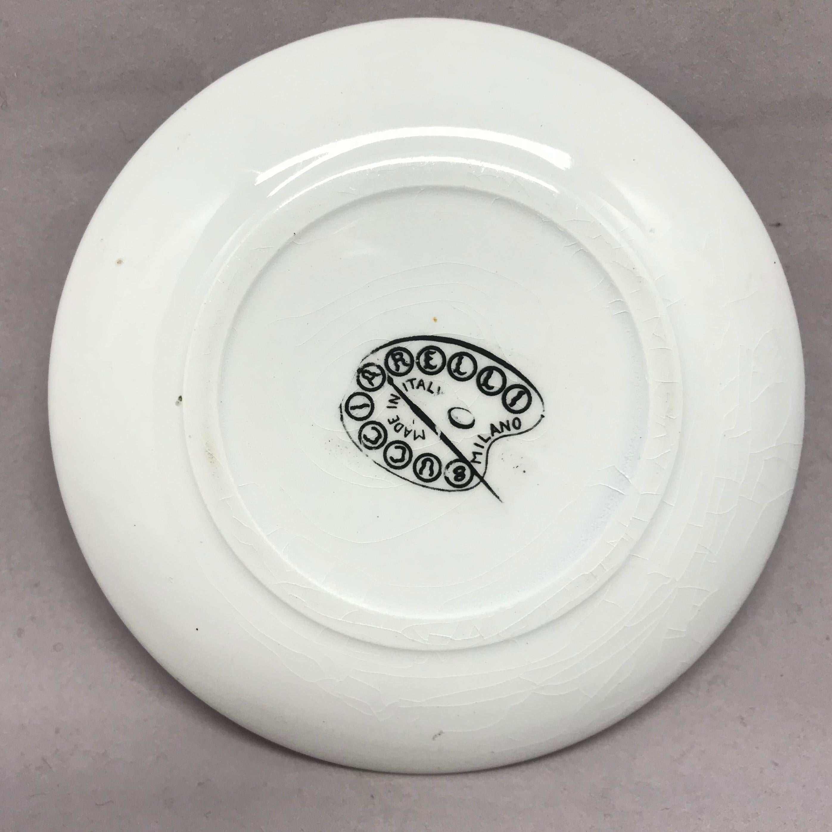 Pottery Set of Ten Vintage Italian Porcelain Coasters