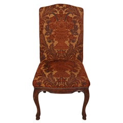 Set of Ten Vintage Michael Taylor Dining Chairs with Cranberry Brocade Fabric