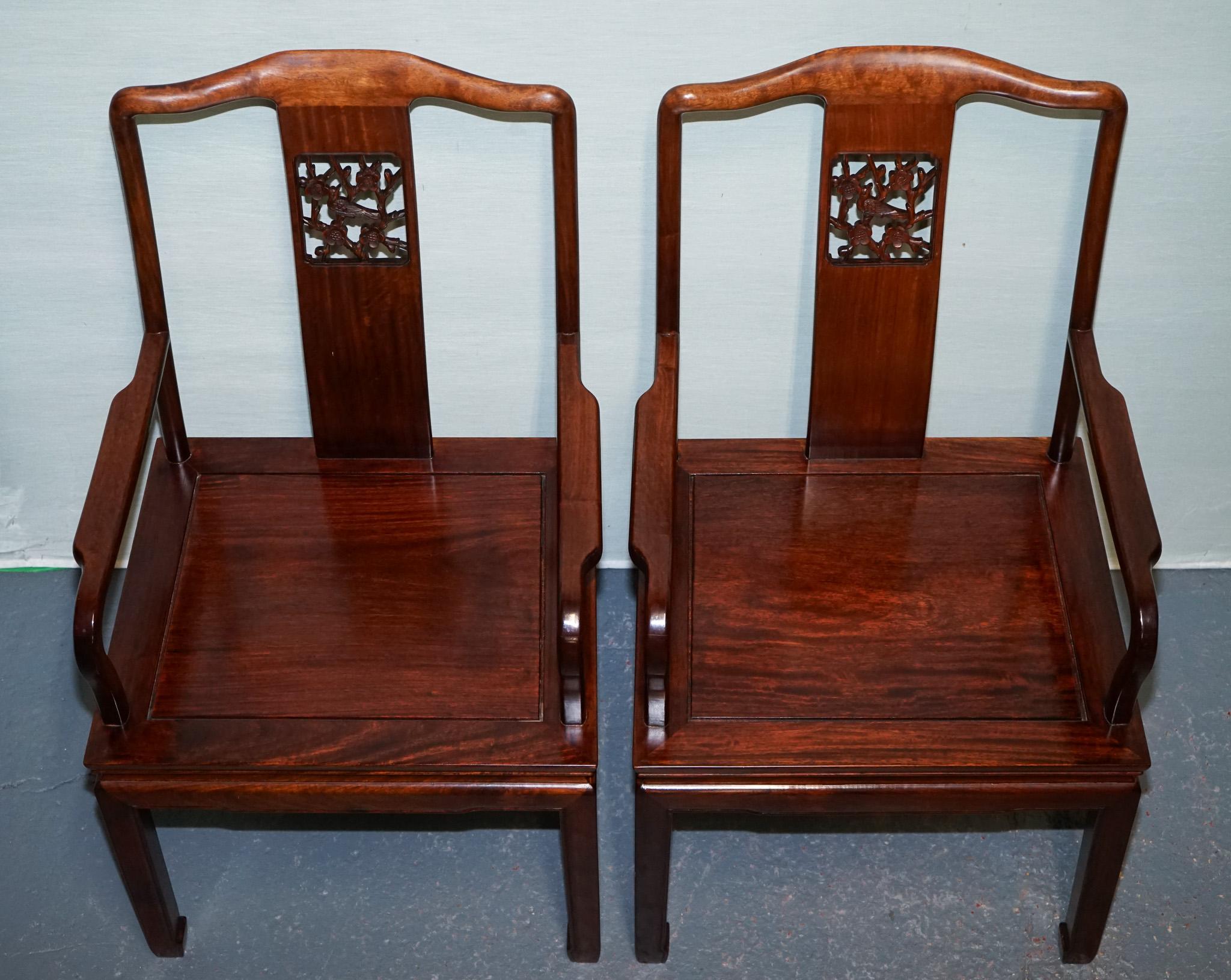 SET DI DIECI POLTRONE DA CENA IN LEGNO DURO ORIENTALE D'EPOCA CON CUSCINI in vendita 5