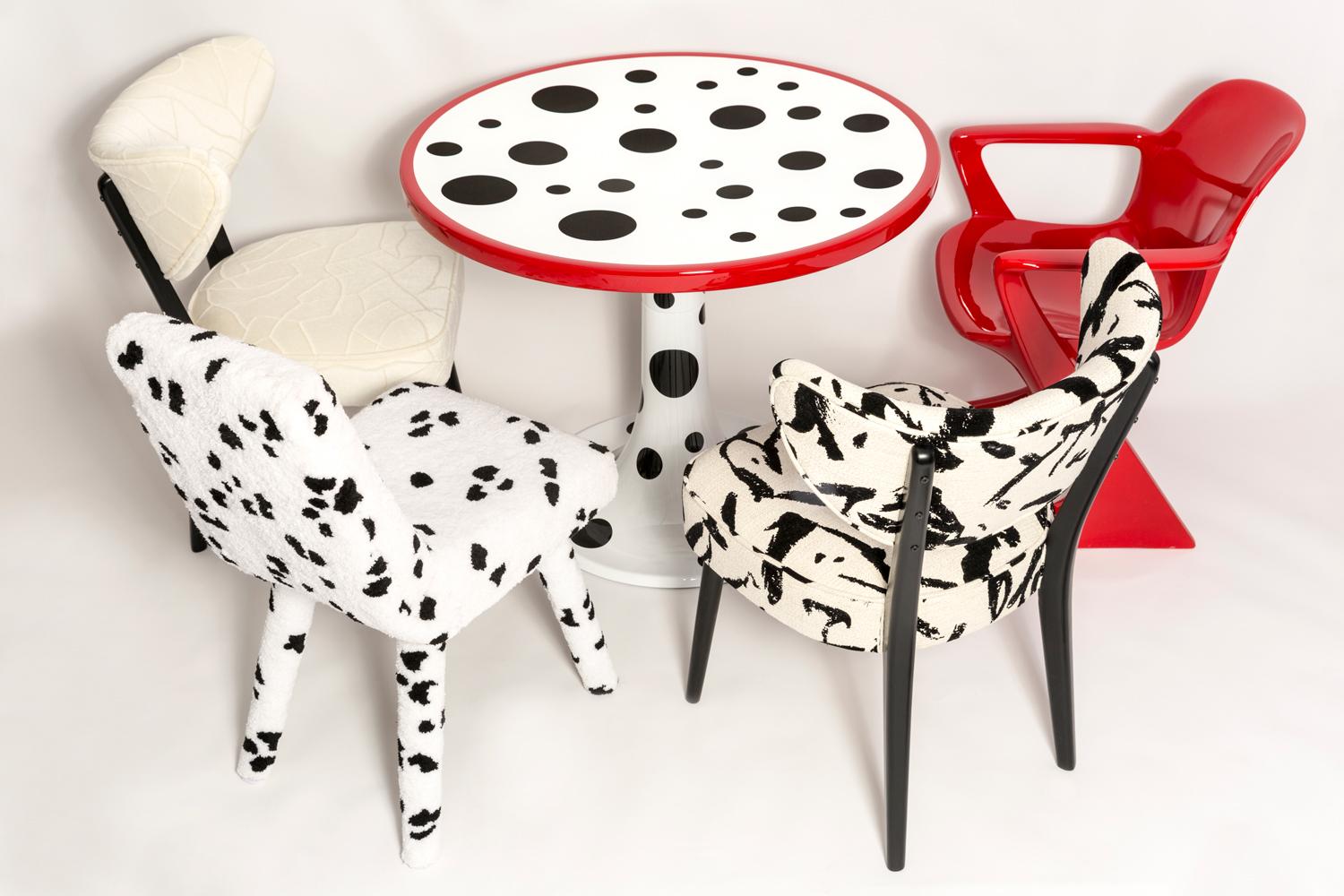 Ensemble de dix chaises de salle à manger Vintola, jacquard script crème par Dedar, Europe, Pologne en vente 9