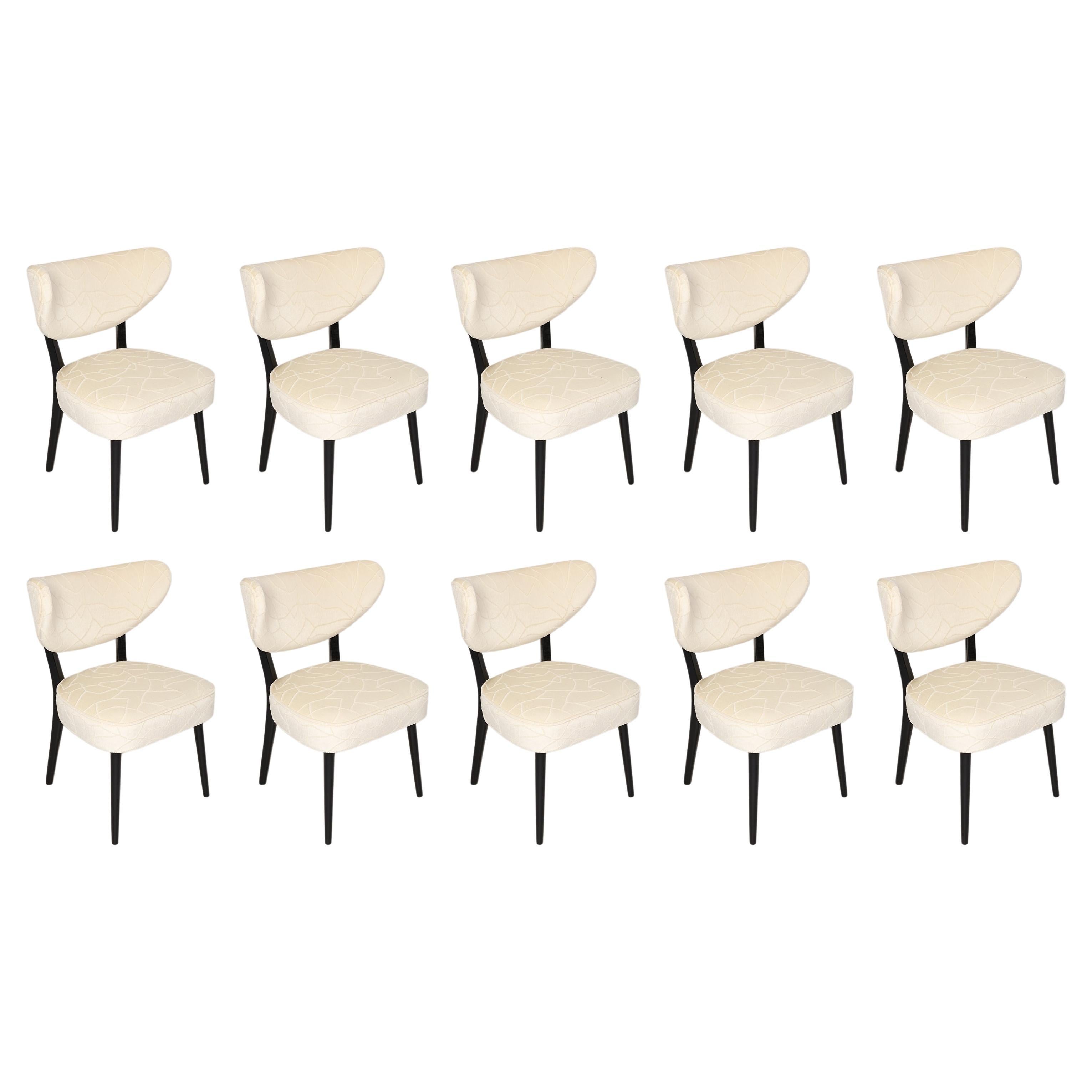 Set of Ten Vintola Dining Chairs, Cream Script Jacquard by Dedar, Europe, Poland