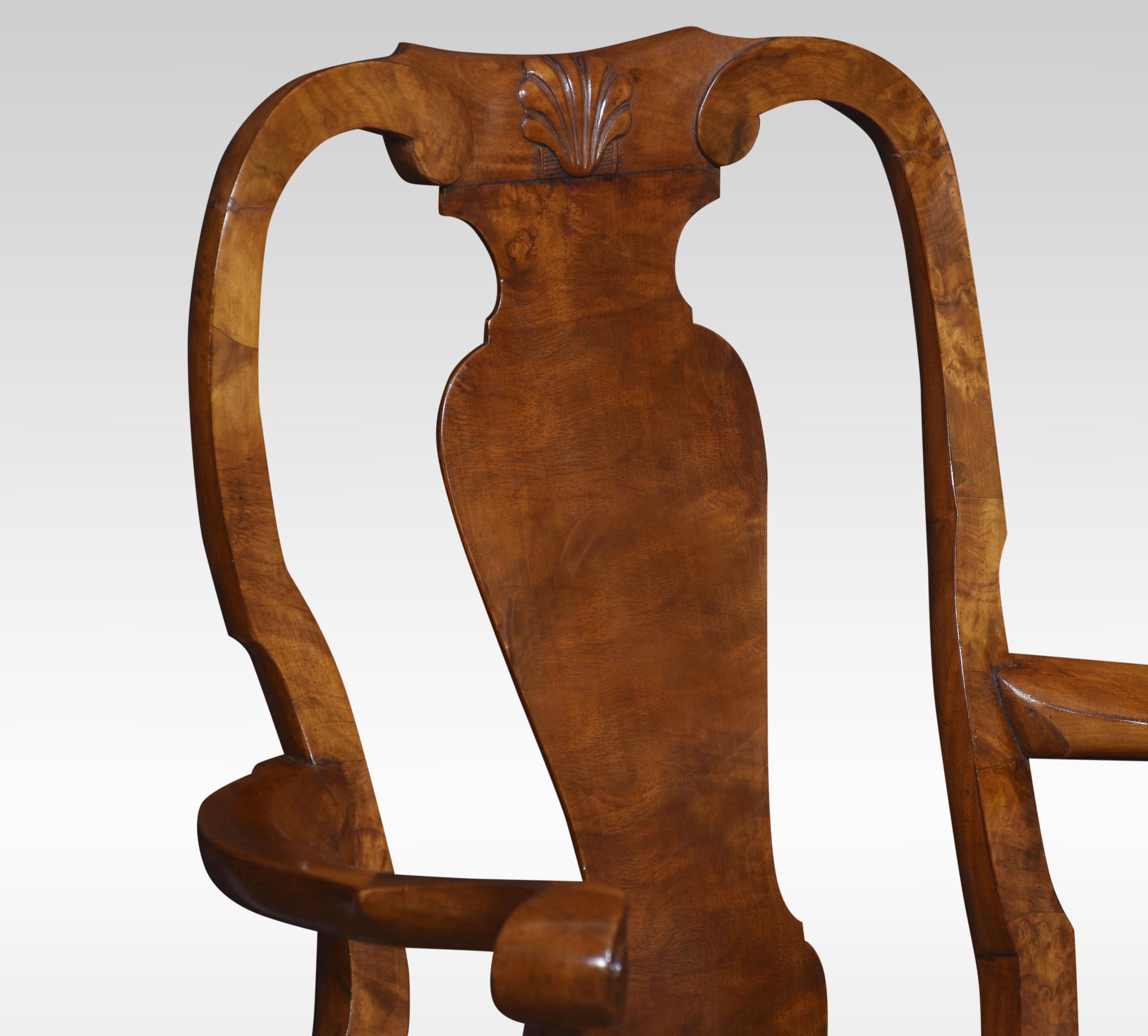 British Set of ten walnut George II style dining chairs For Sale
