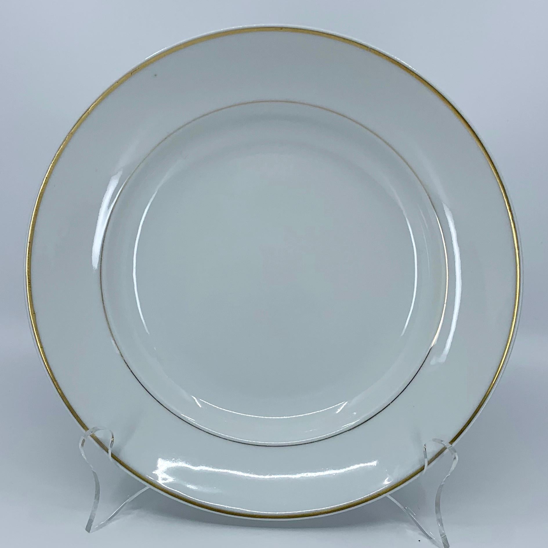 Modern Set of Ten White Gilt Rim Limoges Plates