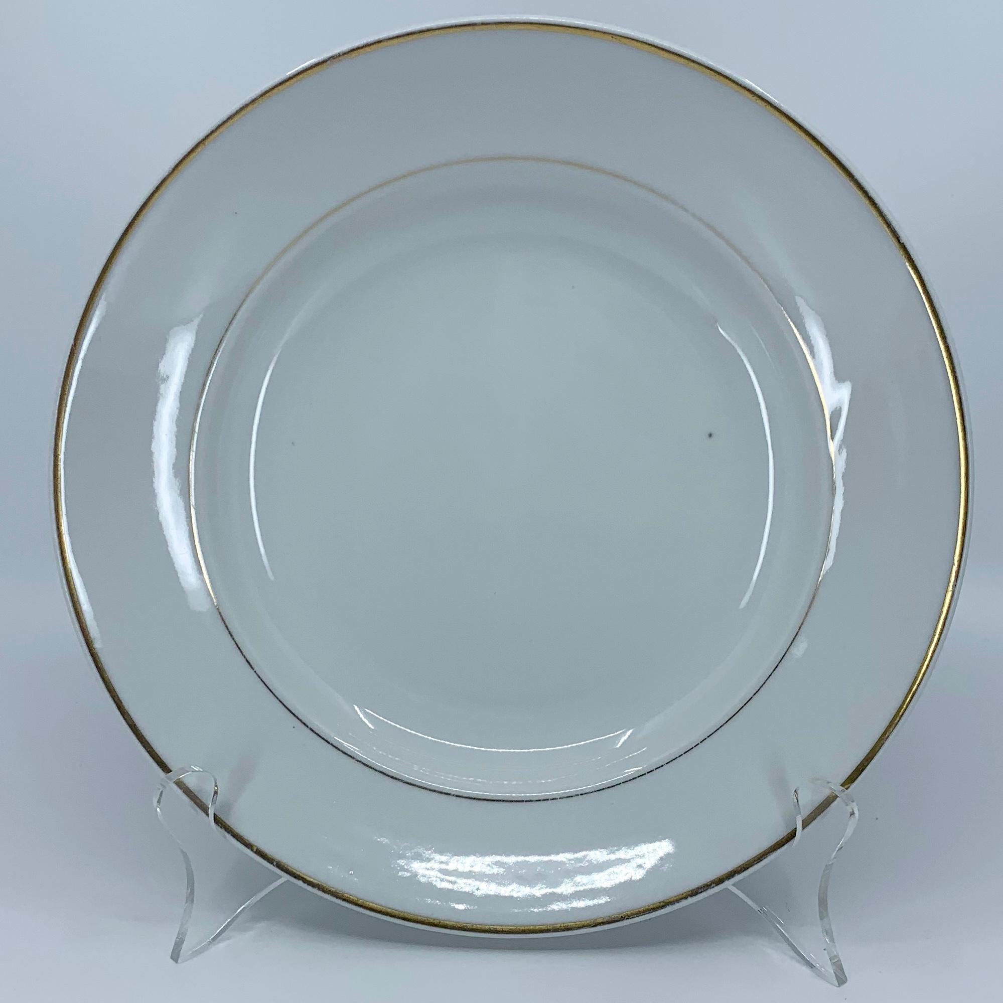 Set of Ten White Gilt Rim Limoges Plates In Good Condition In New York, NY