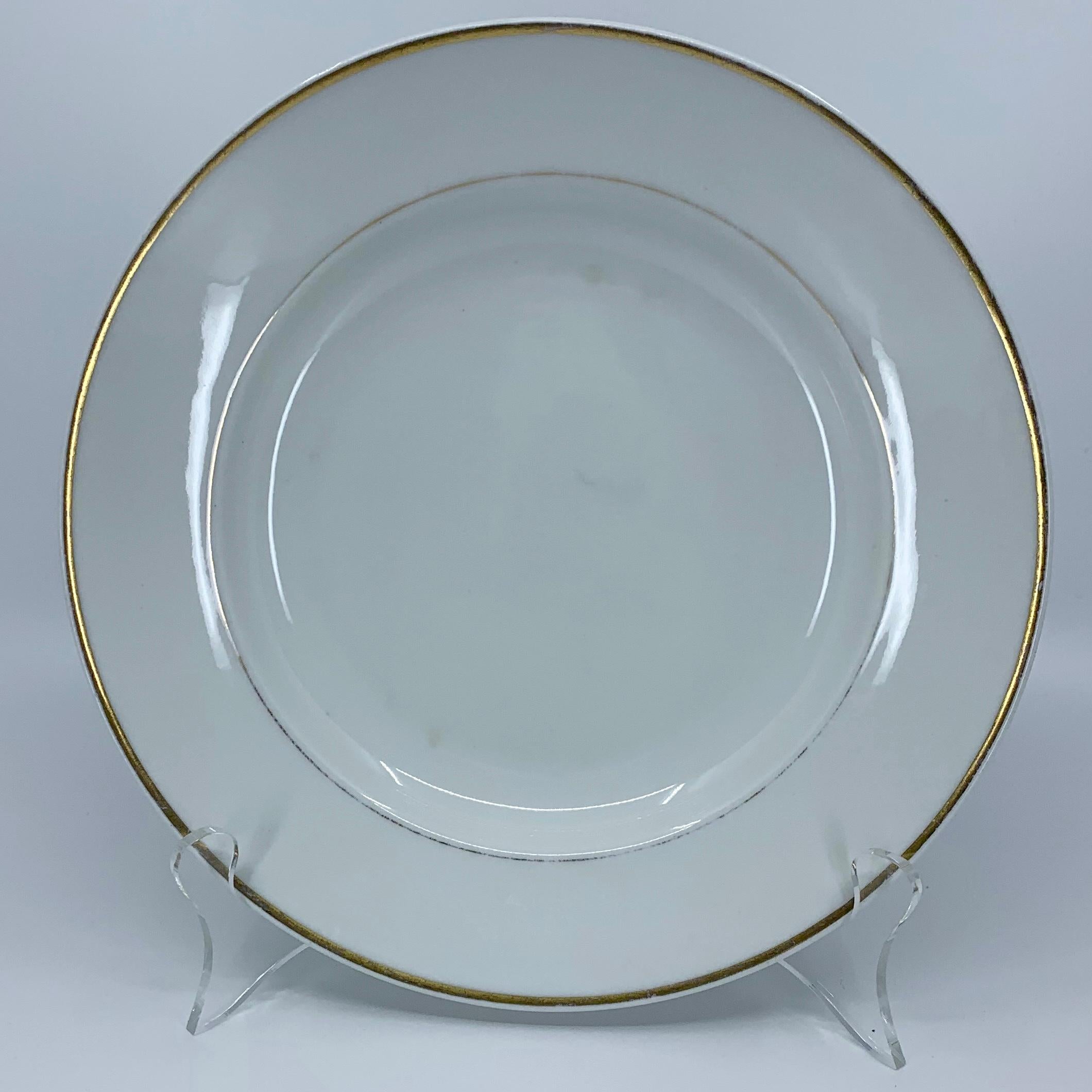 20th Century Set of Ten White Gilt Rim Limoges Plates