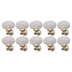 Set di dieci lampade di Murano a ciotola nervata bianche di Barovier&Toso. Italia, anni '50