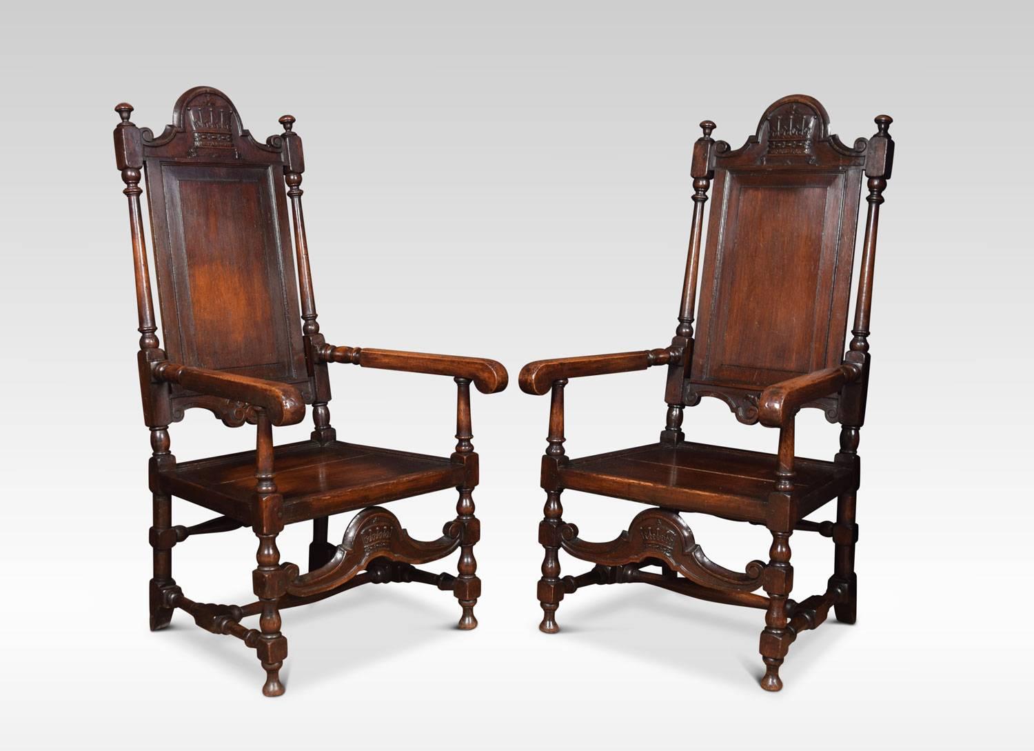 British Set of Ten William and Mary Style High Back Dining Chairs