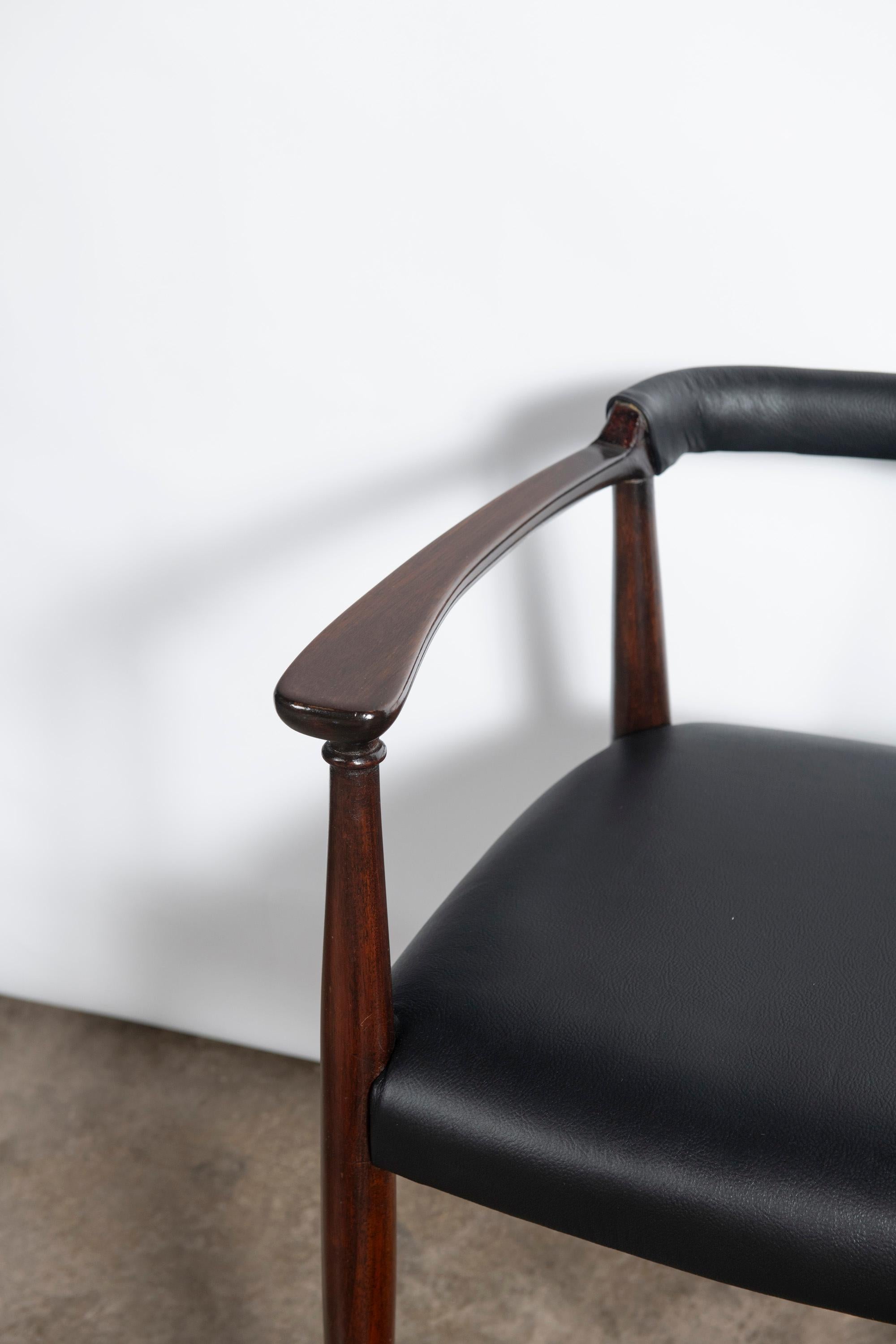 Late 20th Century Set of ten wood and leather dining chairs designed by Alberto Churba, c. 1970. For Sale