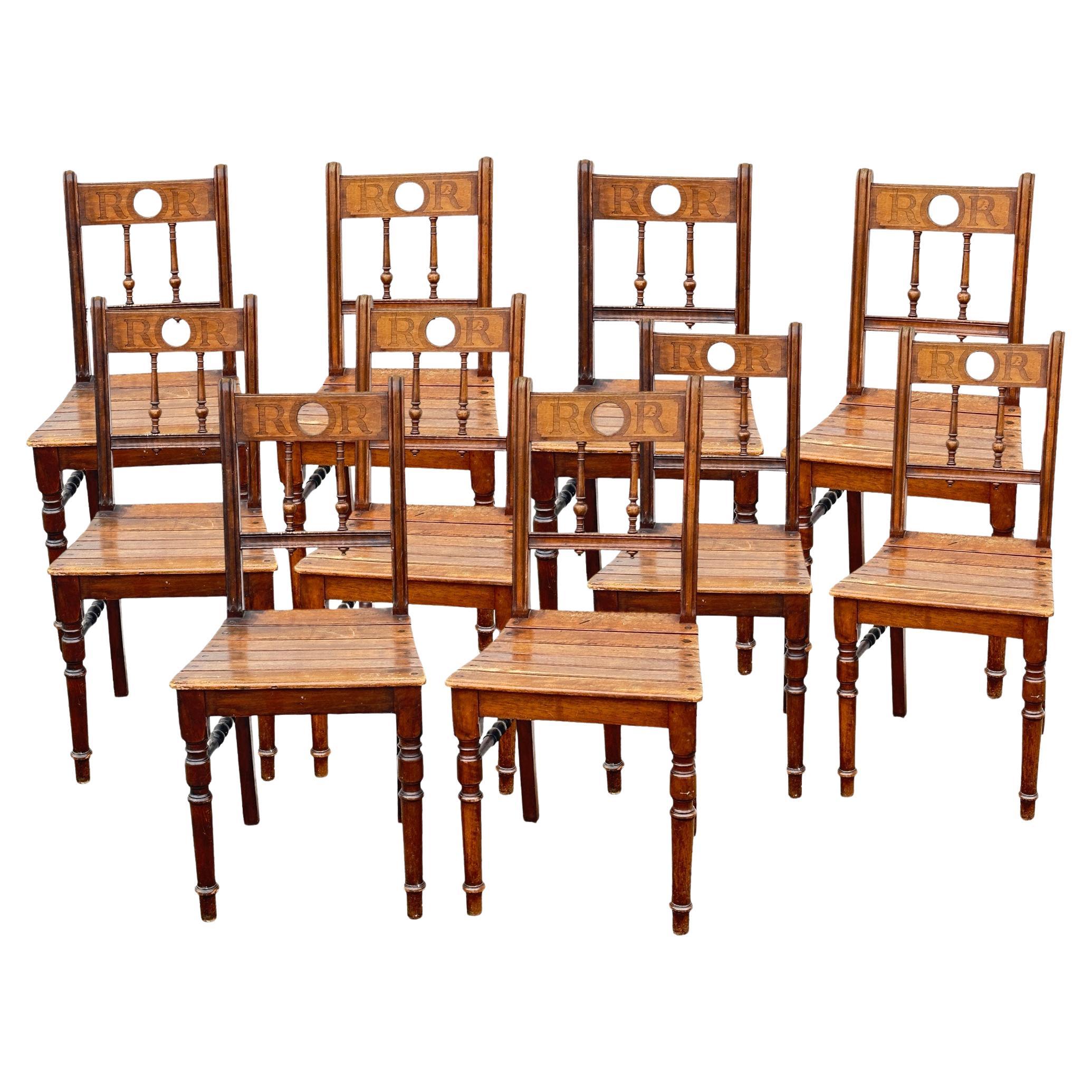 Set of Ten wooden Dinning Chairs out of Ratibor Castle City of Roth, Germany For Sale