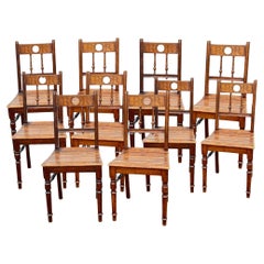 Antique Set of Ten wooden Dinning Chairs out of Ratibor Castle City of Roth, Germany