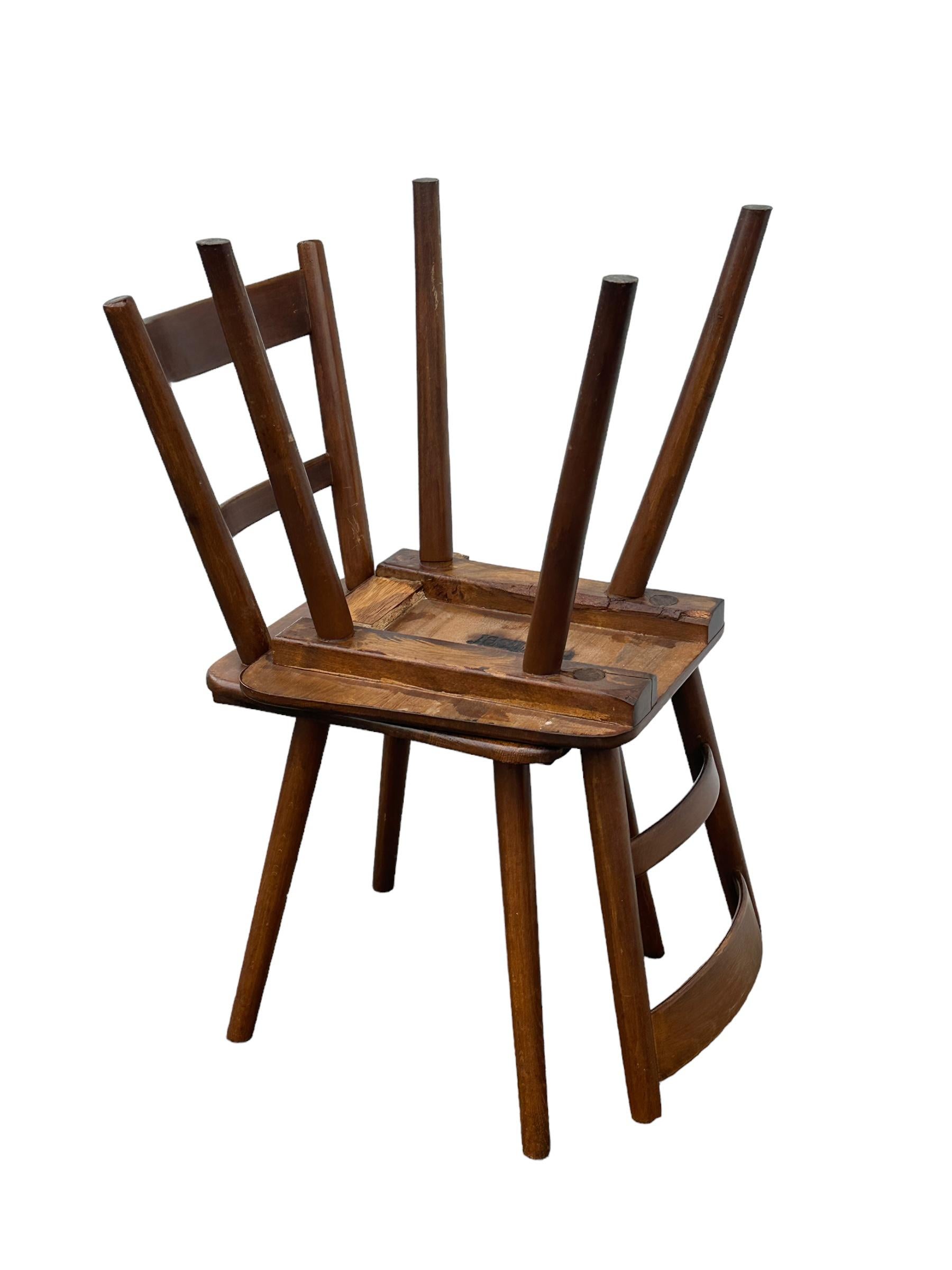 Set of Ten wooden Tavern Chairs out of the Humbser Brewery Fürth Bavaria, 1950s For Sale 4