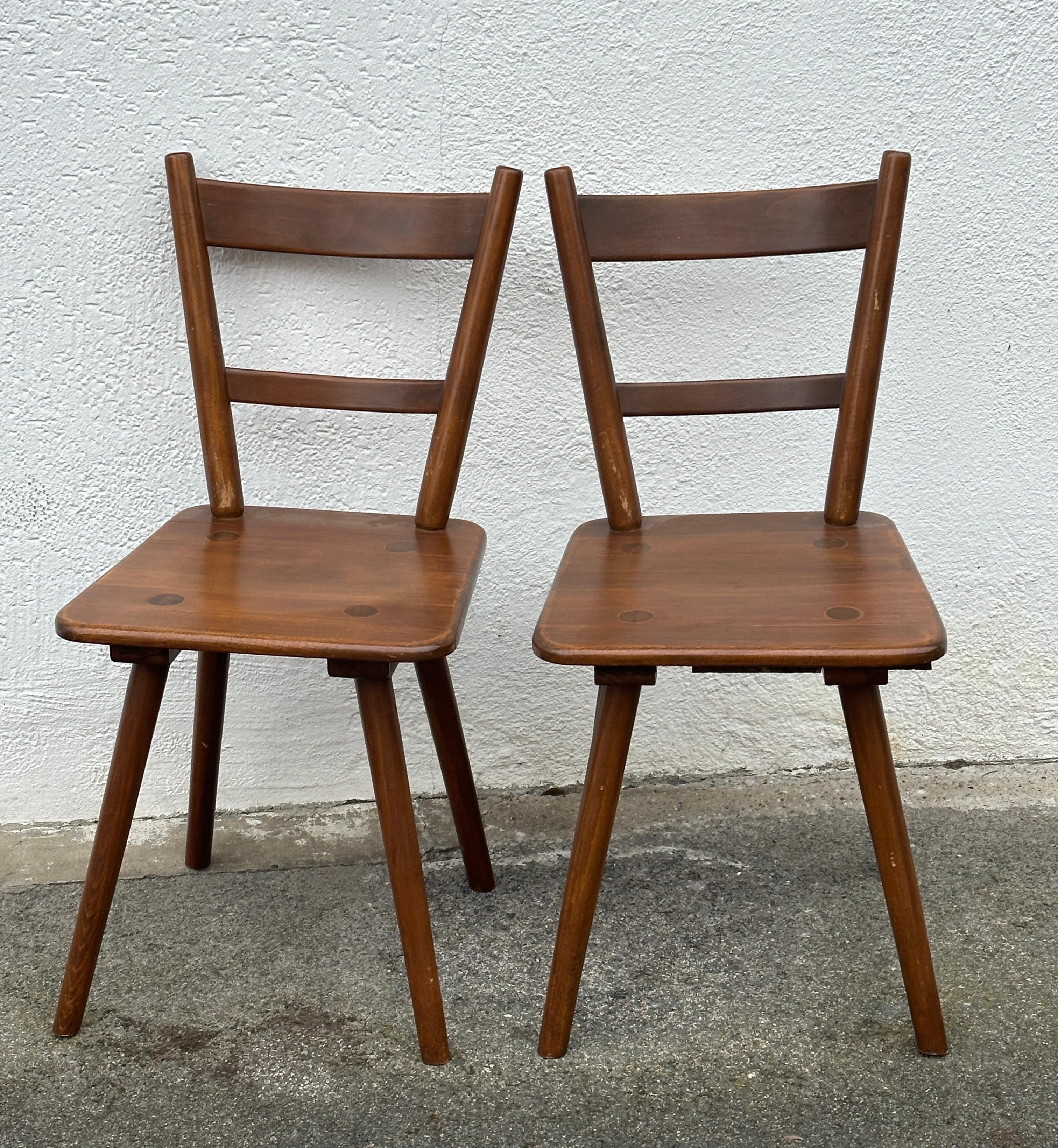 Set of Ten wooden Tavern Chairs out of the Humbser Brewery Fürth Bavaria, 1950s For Sale 5