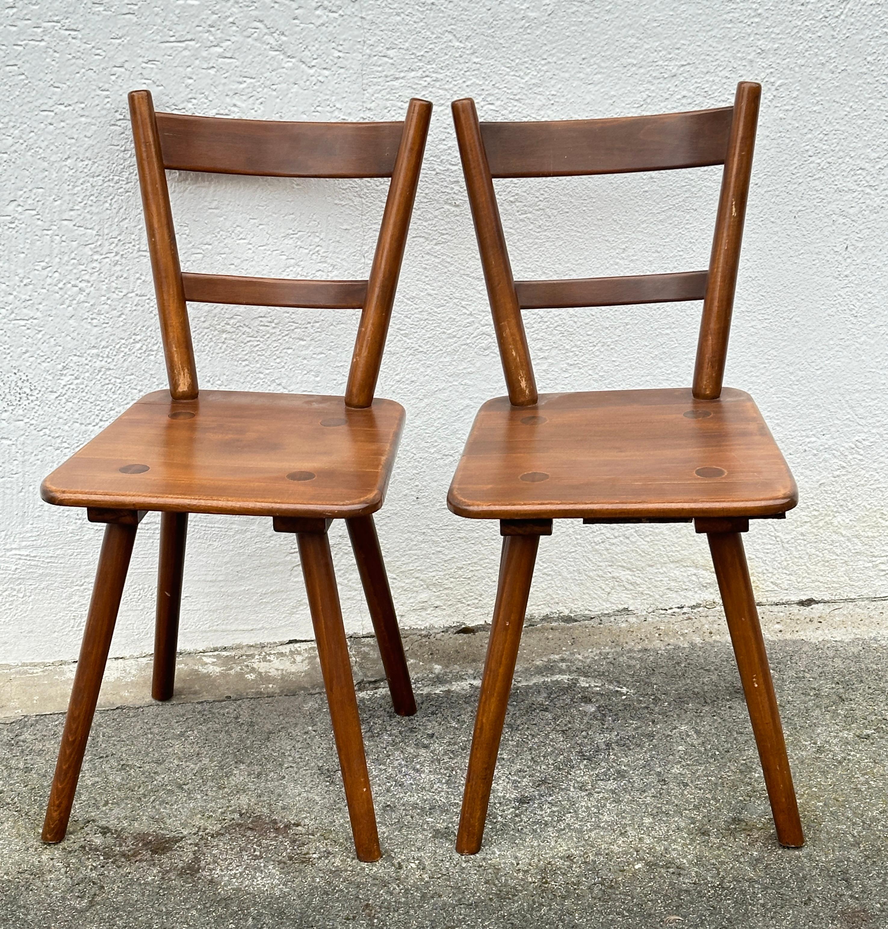 Set of Ten wooden Tavern Chairs out of the Humbser Brewery Fürth Bavaria, 1950s For Sale 6