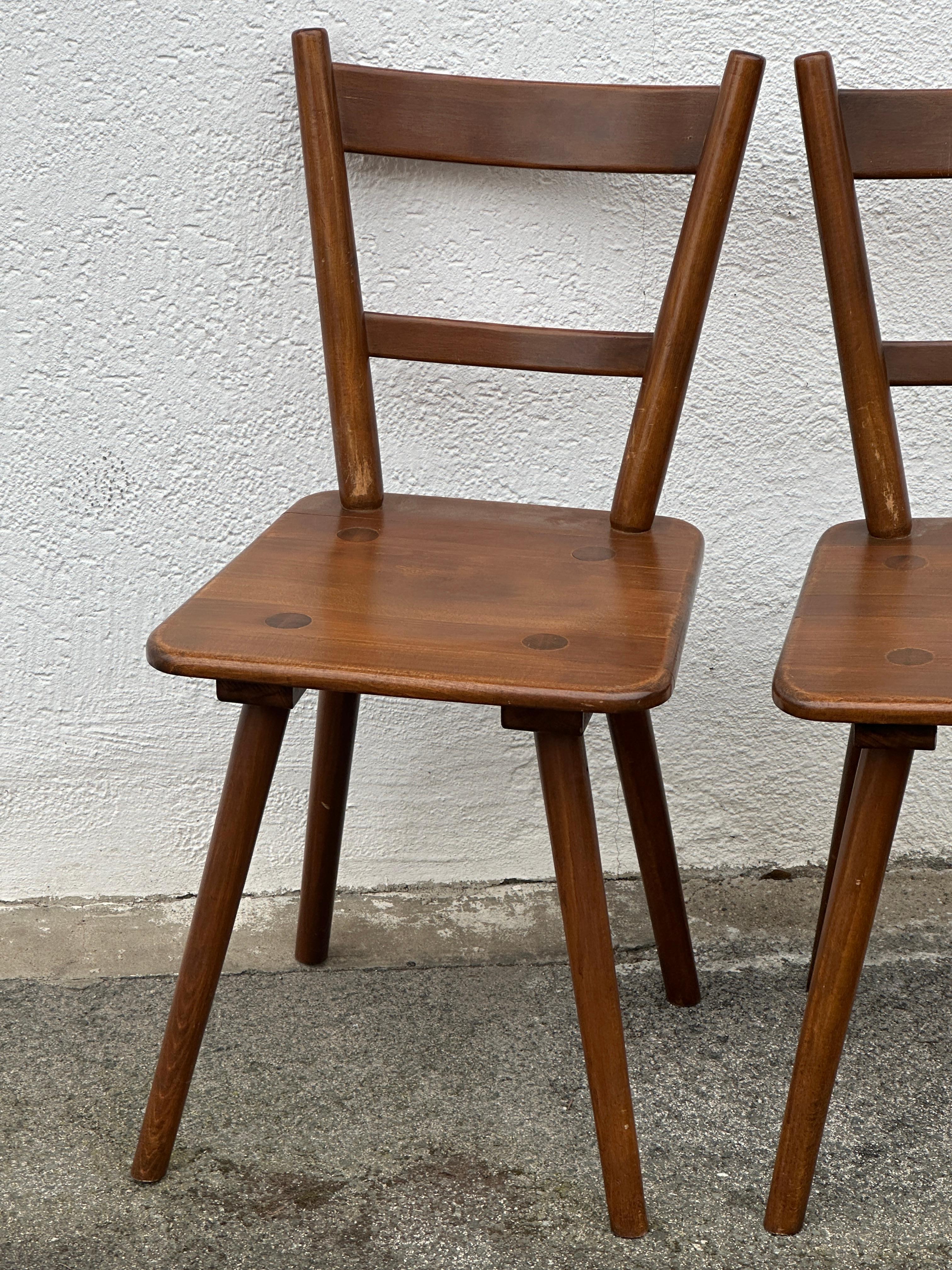 Set of Ten wooden Tavern Chairs out of the Humbser Brewery Fürth Bavaria, 1950s For Sale 7