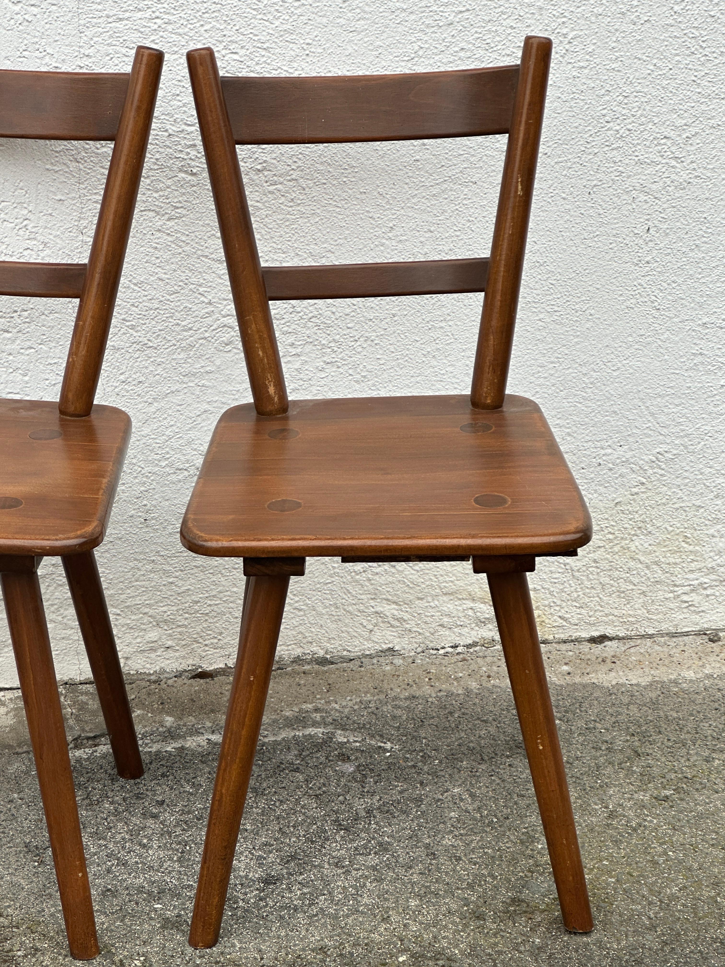 Set of Ten wooden Tavern Chairs out of the Humbser Brewery Fürth Bavaria, 1950s For Sale 8