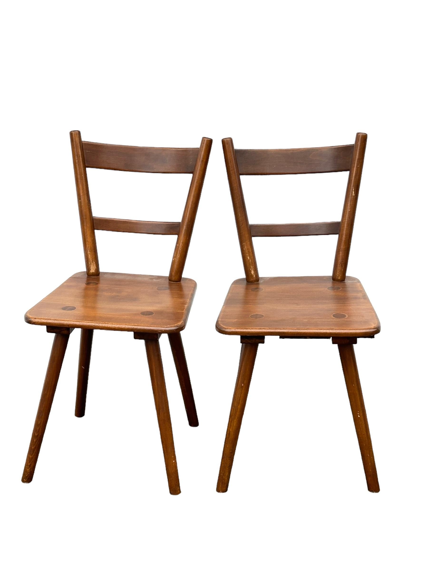 Folk Art Set of Ten wooden Tavern Chairs out of the Humbser Brewery Fürth Bavaria, 1950s For Sale