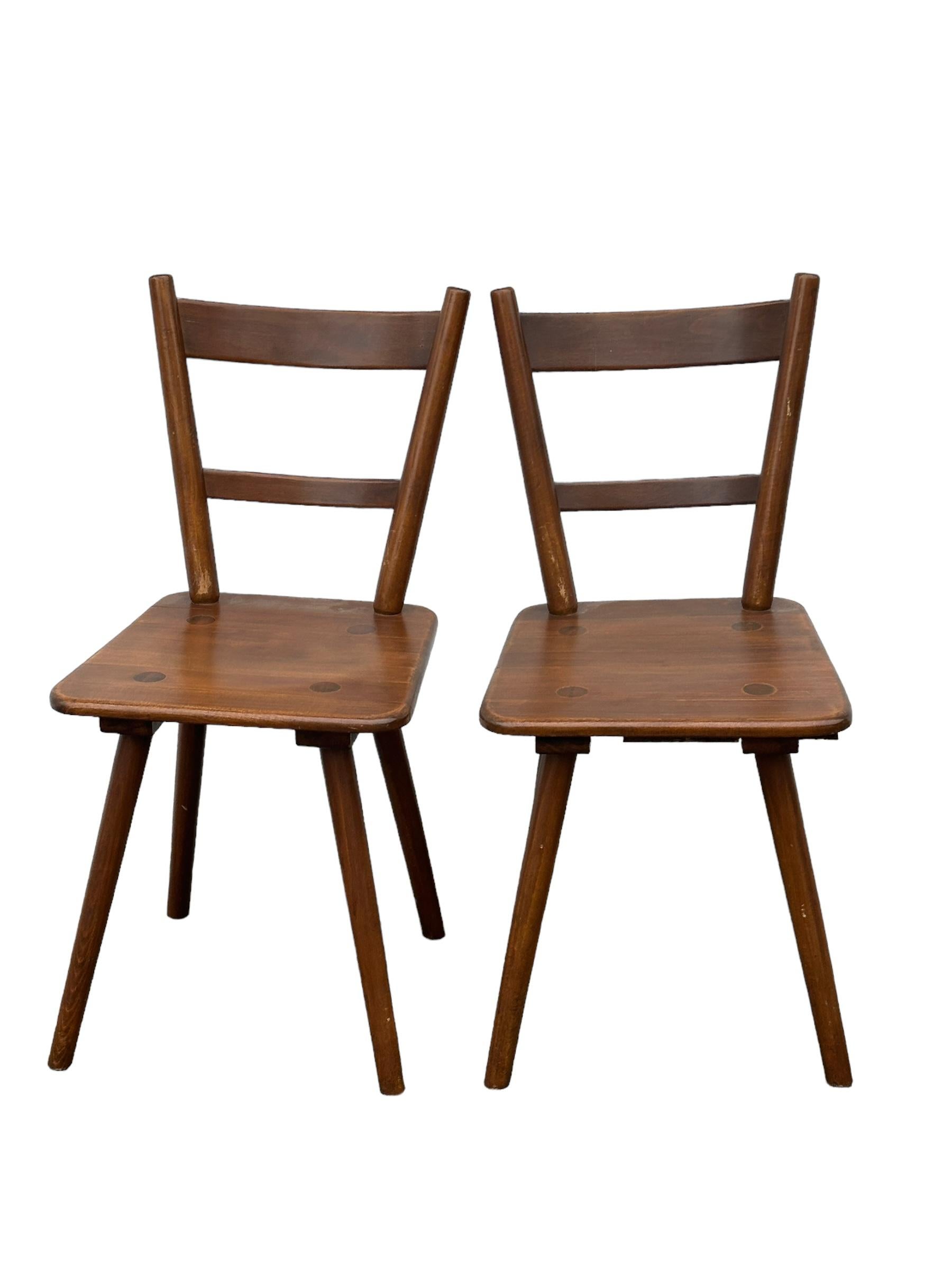 German Set of Ten wooden Tavern Chairs out of the Humbser Brewery Fürth Bavaria, 1950s For Sale