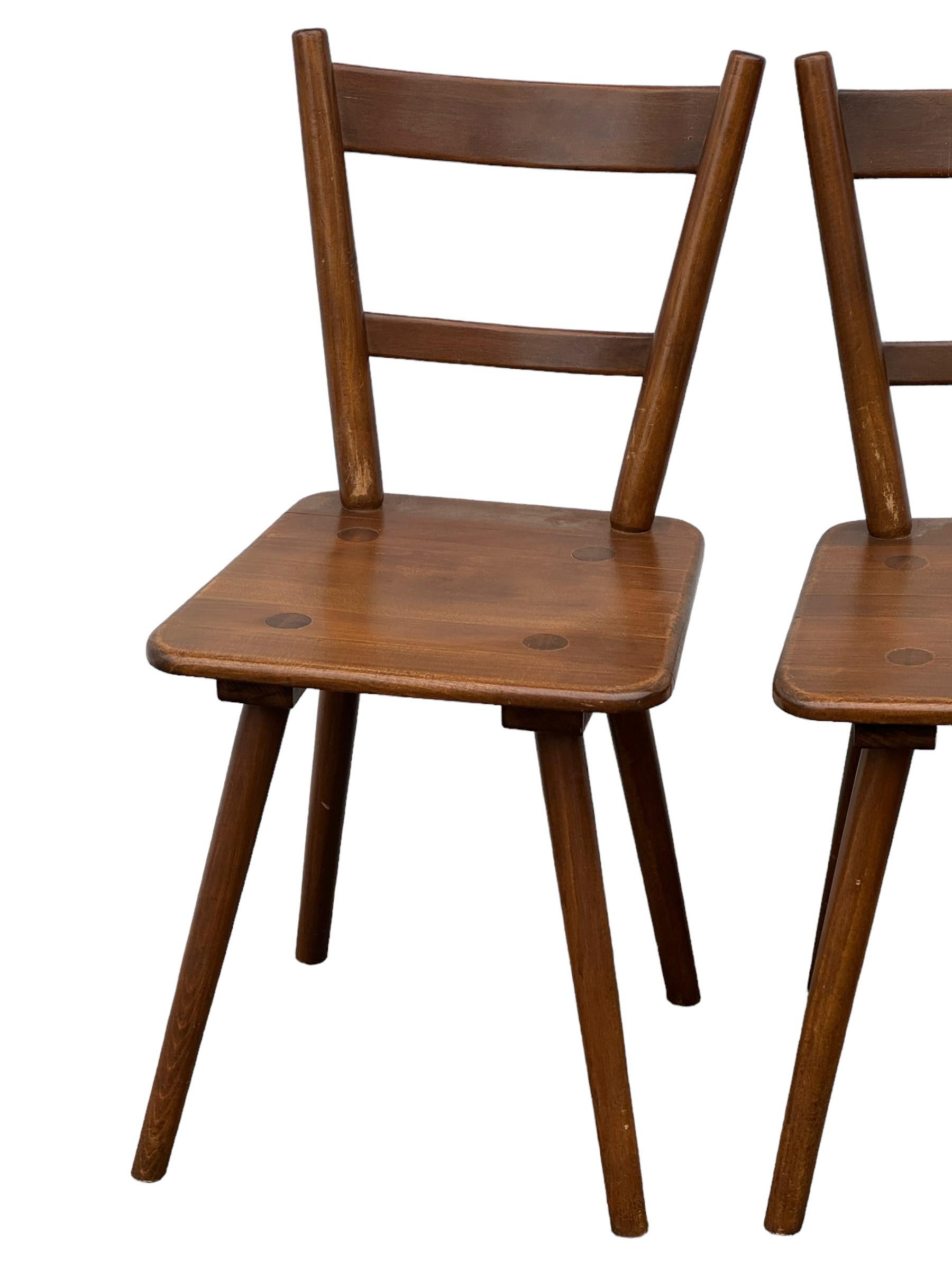 Hand-Crafted Set of Ten wooden Tavern Chairs out of the Humbser Brewery Fürth Bavaria, 1950s For Sale