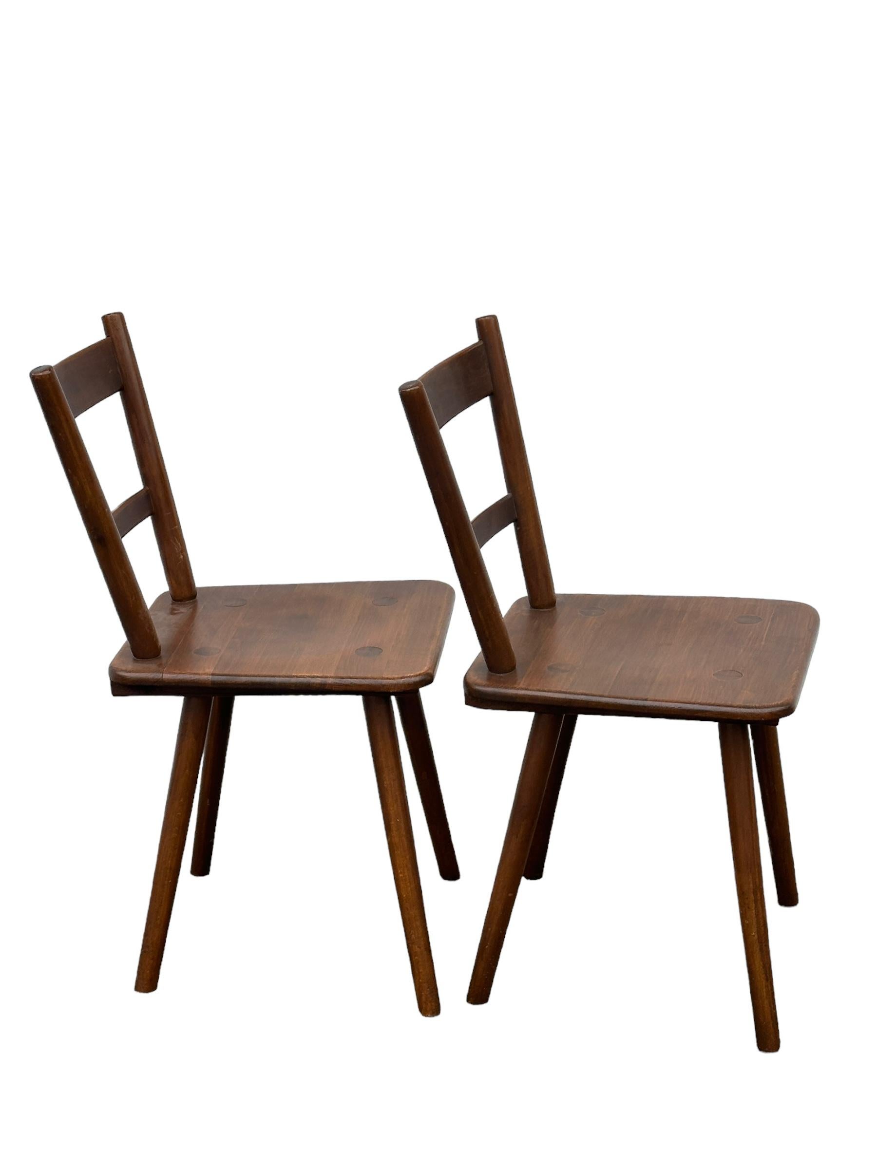 Set of Ten wooden Tavern Chairs out of the Humbser Brewery Fürth Bavaria, 1950s For Sale 1