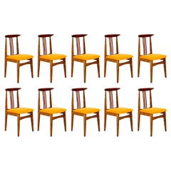 Vintage Set of Ten Yellow Chairs, by Zielinski, Europe, 1960s