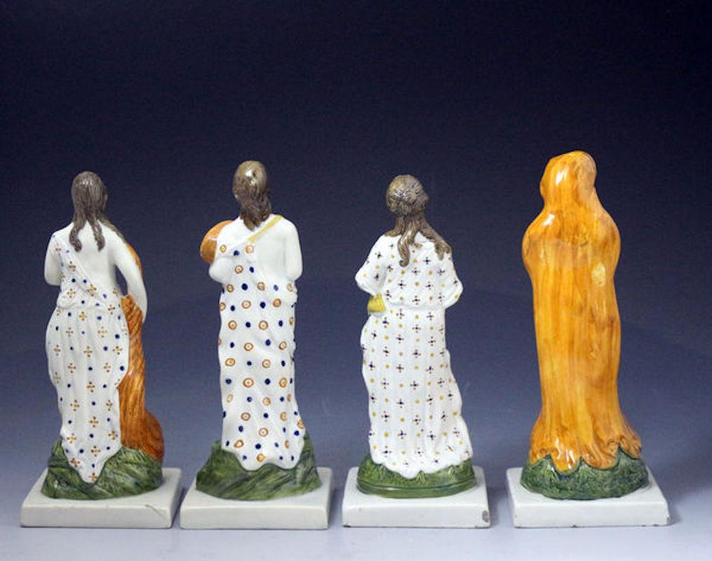 Set of the Four Seasons by Dixon Austin of Sunderland Prattware Colors In Good Condition For Sale In Woodstock, OXFORDSHIRE