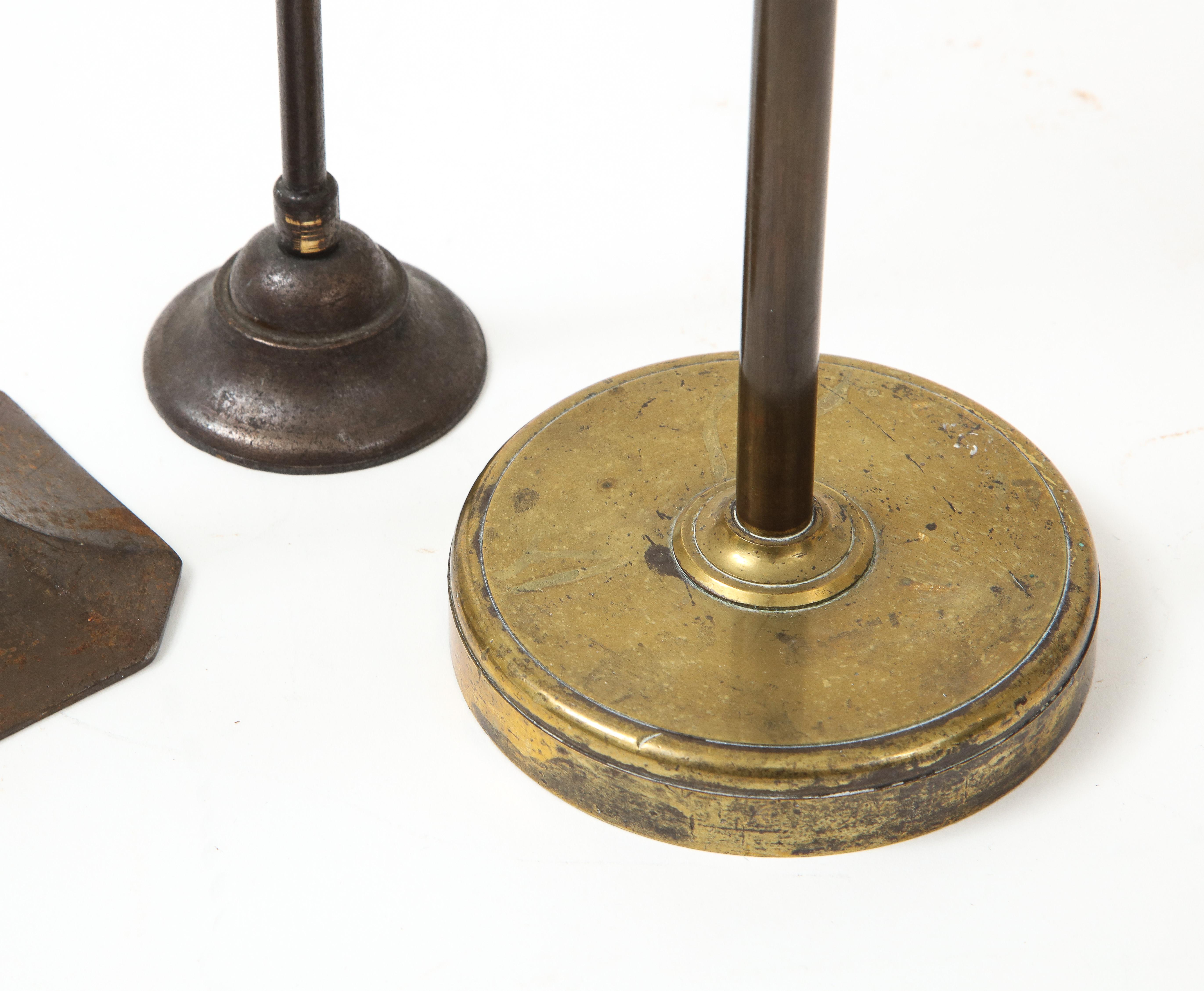 Early 20th Century Set of Thee Brass Magnifying Glasses on Stands, early 20th C.