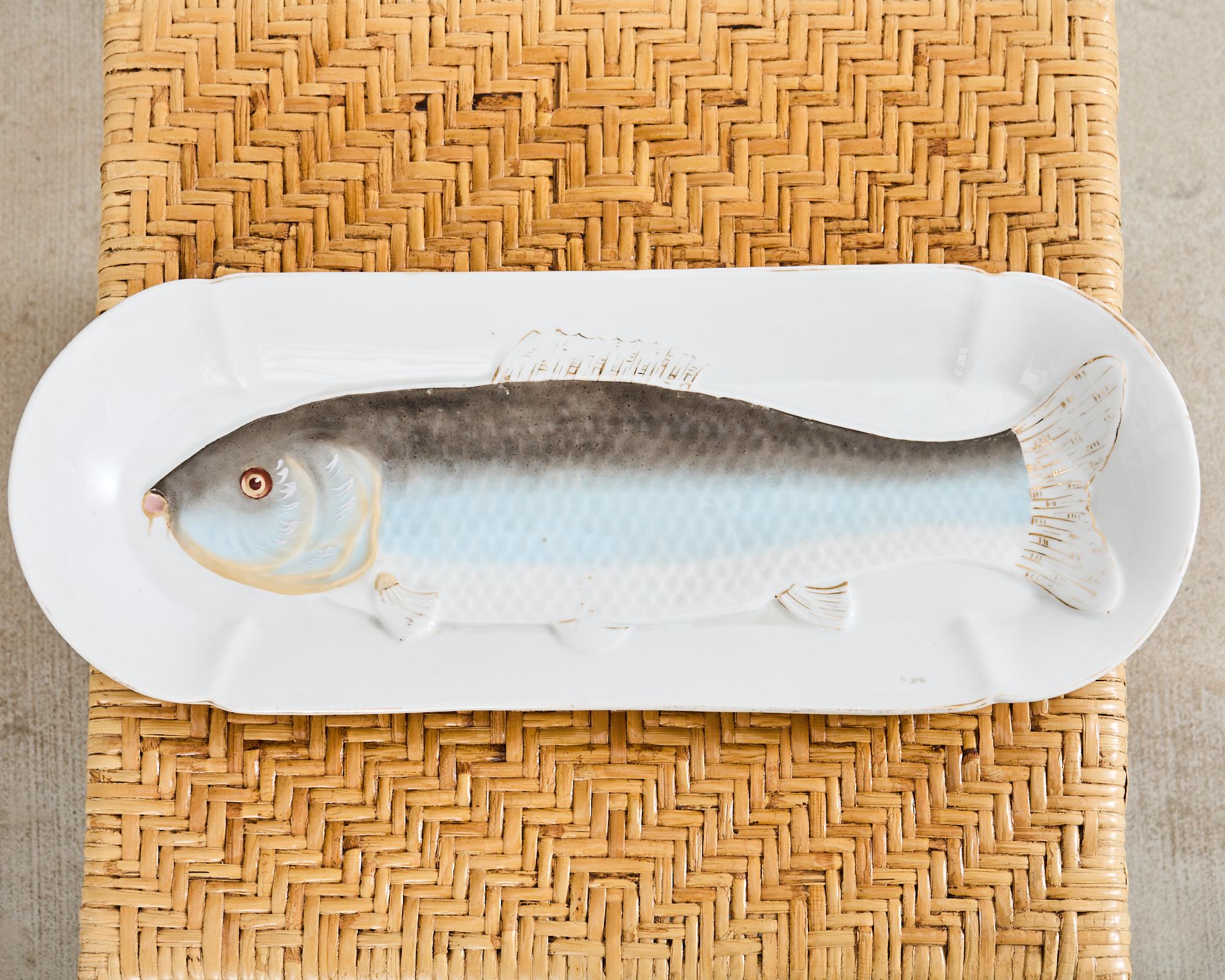 Juego de trece platos de pescado de porcelana checa de Bohemia Schwalb 5
