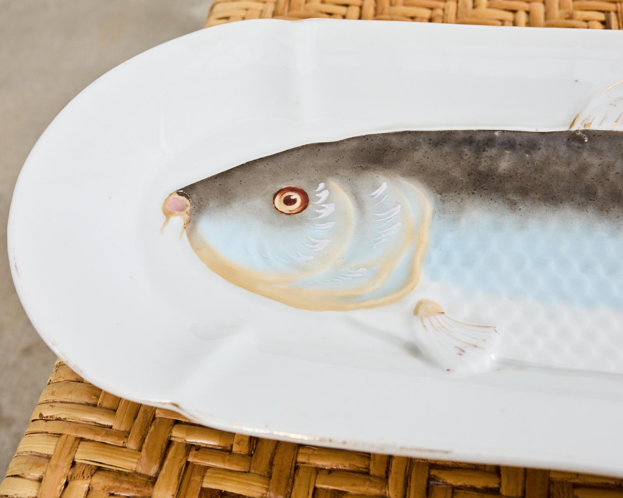 Juego de trece platos de pescado de porcelana checa de Bohemia Schwalb 6