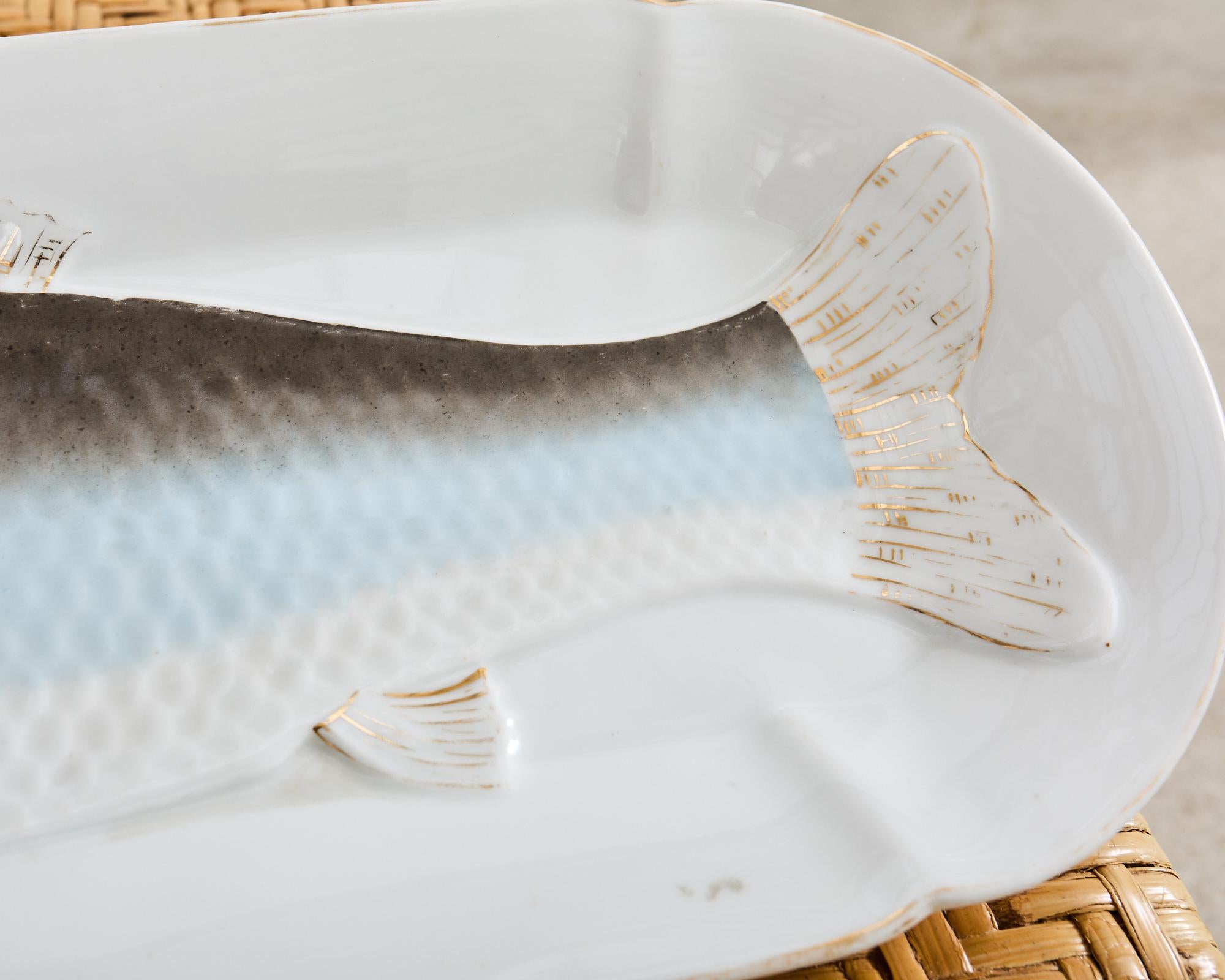 Juego de trece platos de pescado de porcelana checa de Bohemia Schwalb 7