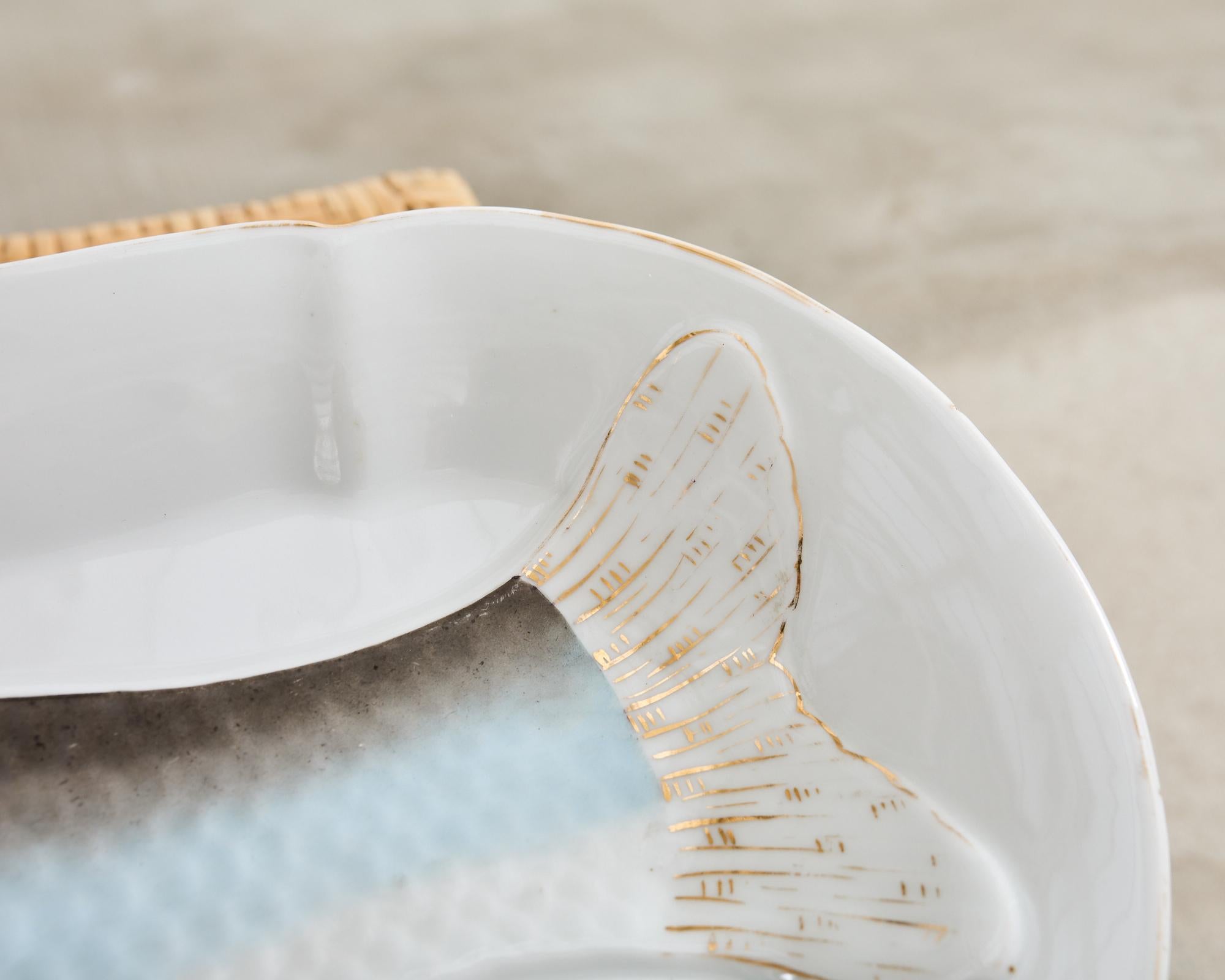 Juego de trece platos de pescado de porcelana checa de Bohemia Schwalb 8
