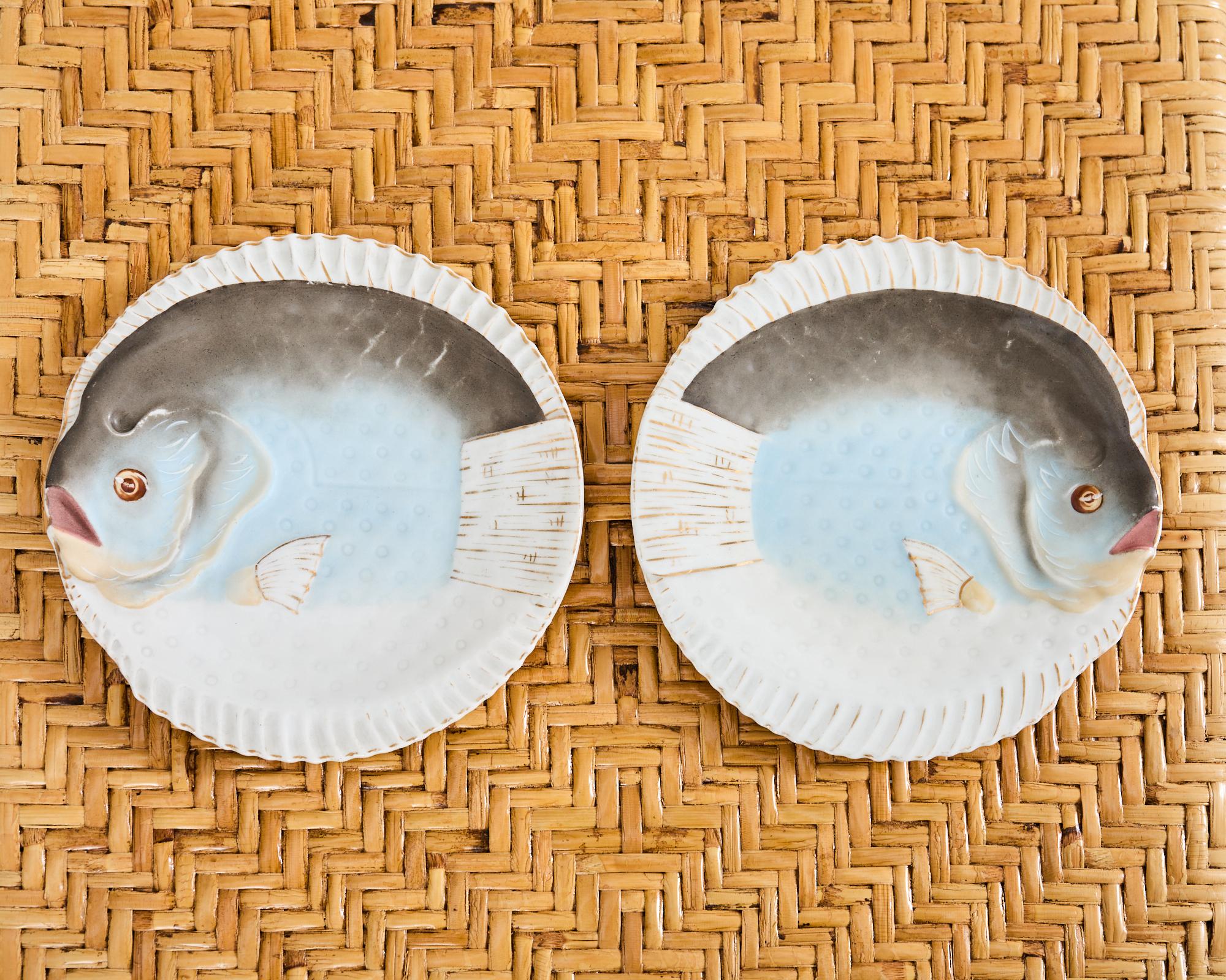 Juego de trece platos de pescado de porcelana checa de Bohemia Schwalb en Bueno Estado en Rio Vista, CA