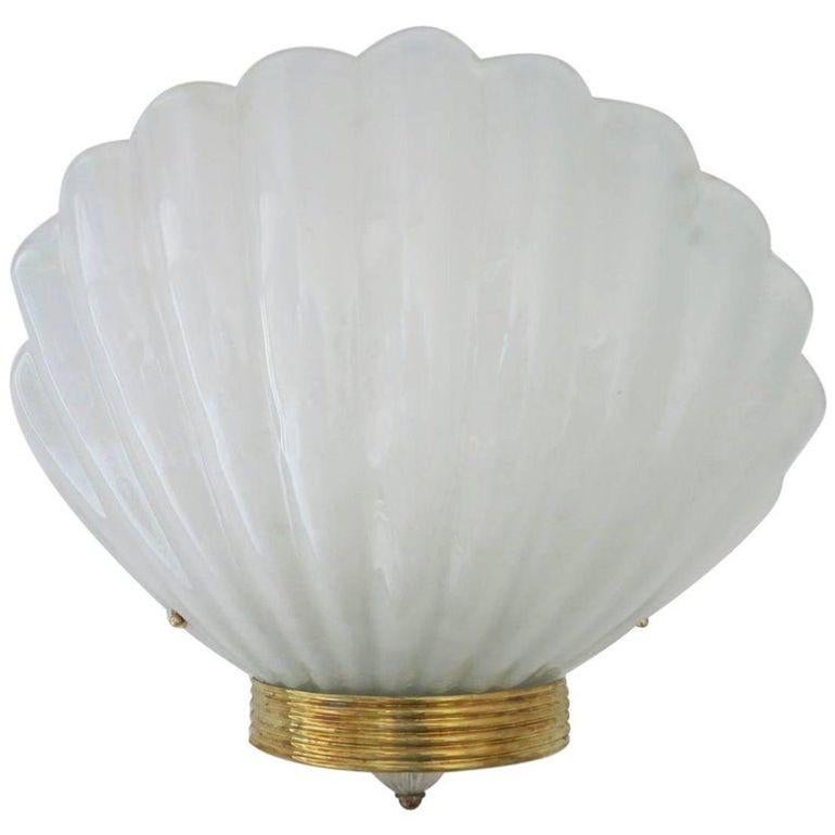 Satz von dreizehn überdimensionalen Murano-Muschel-Leuchten von Barovier e Toso, Italien, 1950er Jahre (Italienisch) im Angebot