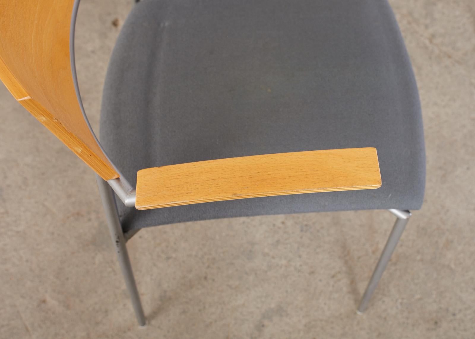 Set of Thirteen Swedish Modern EFG Offy Stacking Chairs For Sale 3