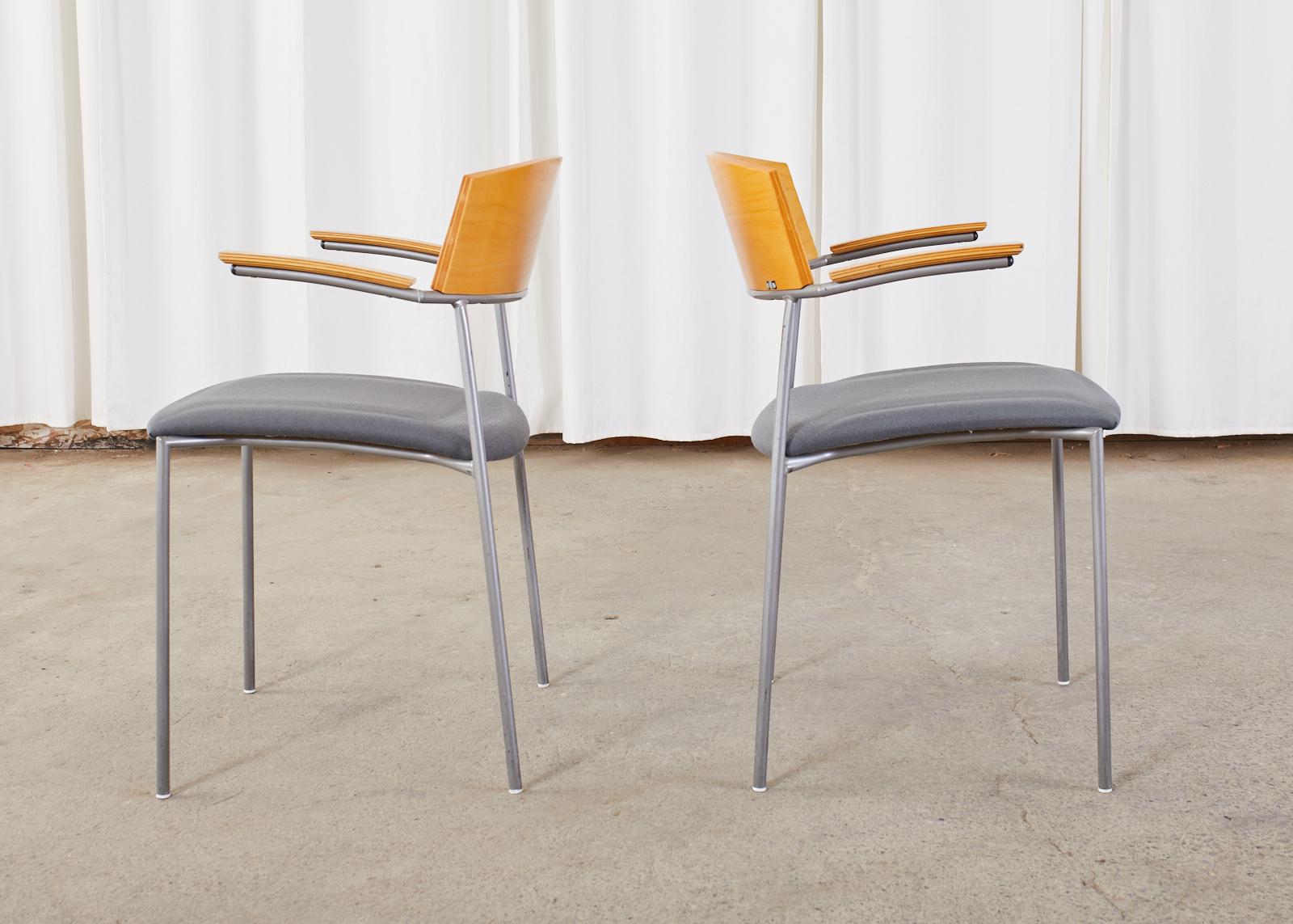 Set of Thirteen Swedish Modern EFG Offy Stacking Chairs For Sale 4