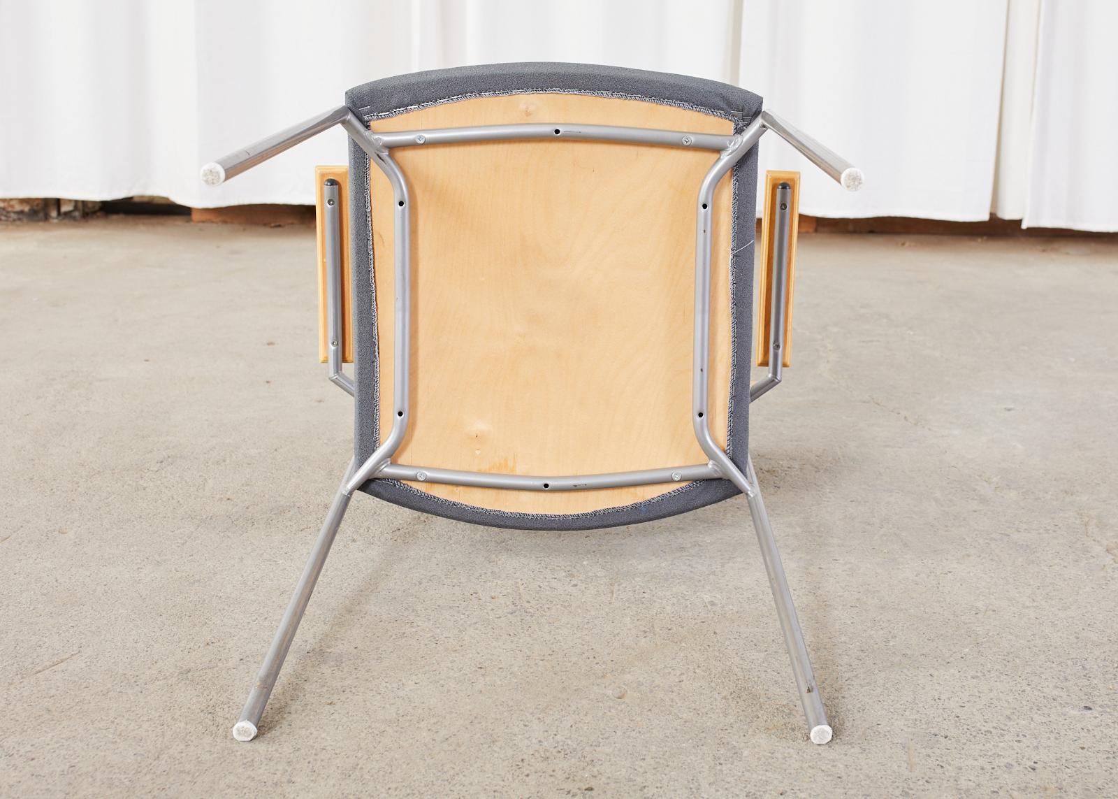 Set of Thirteen Swedish Modern EFG Offy Stacking Chairs For Sale 8