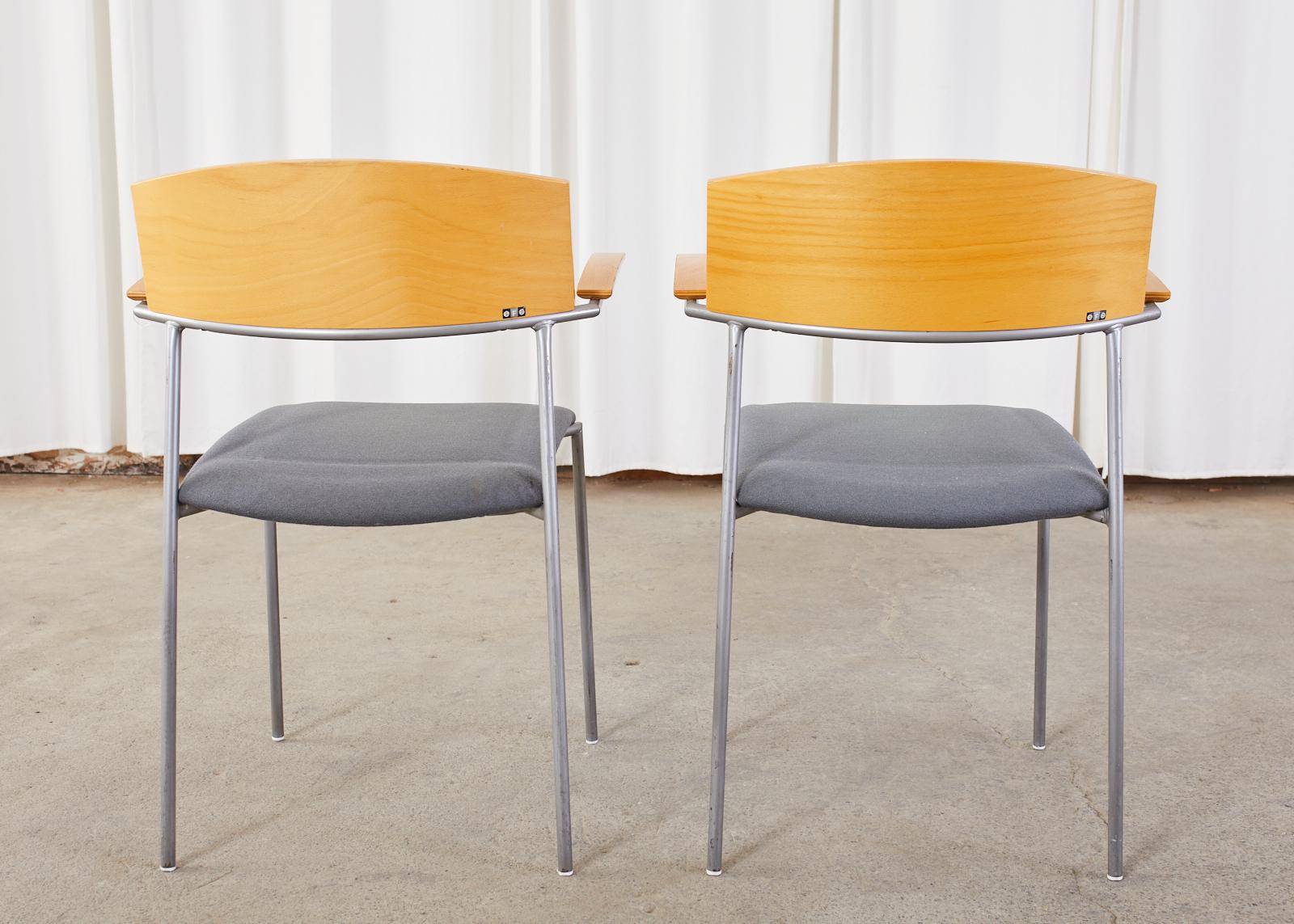 Set of Thirteen Swedish Modern EFG Offy Stacking Chairs For Sale 12