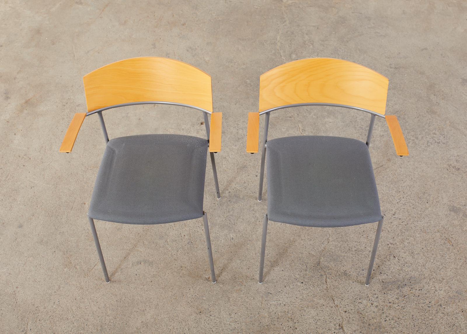 20th Century Set of Thirteen Swedish Modern EFG Offy Stacking Chairs For Sale