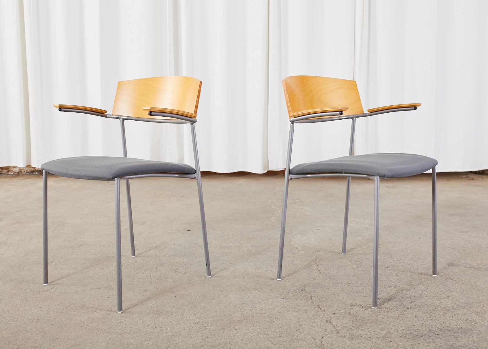 Steel Set of Thirteen Swedish Modern EFG Offy Stacking Chairs For Sale