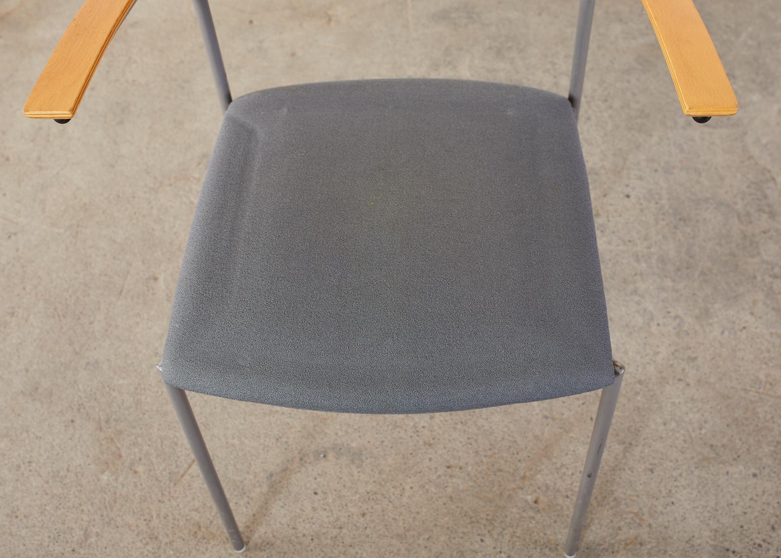 Set of Thirteen Swedish Modern EFG Offy Stacking Chairs For Sale 1