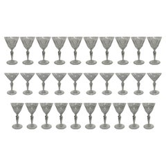 Vintage Set of Thirty Baccarat Stamped Austerlitz Stemware. Three Sizes. 20th C. France.
